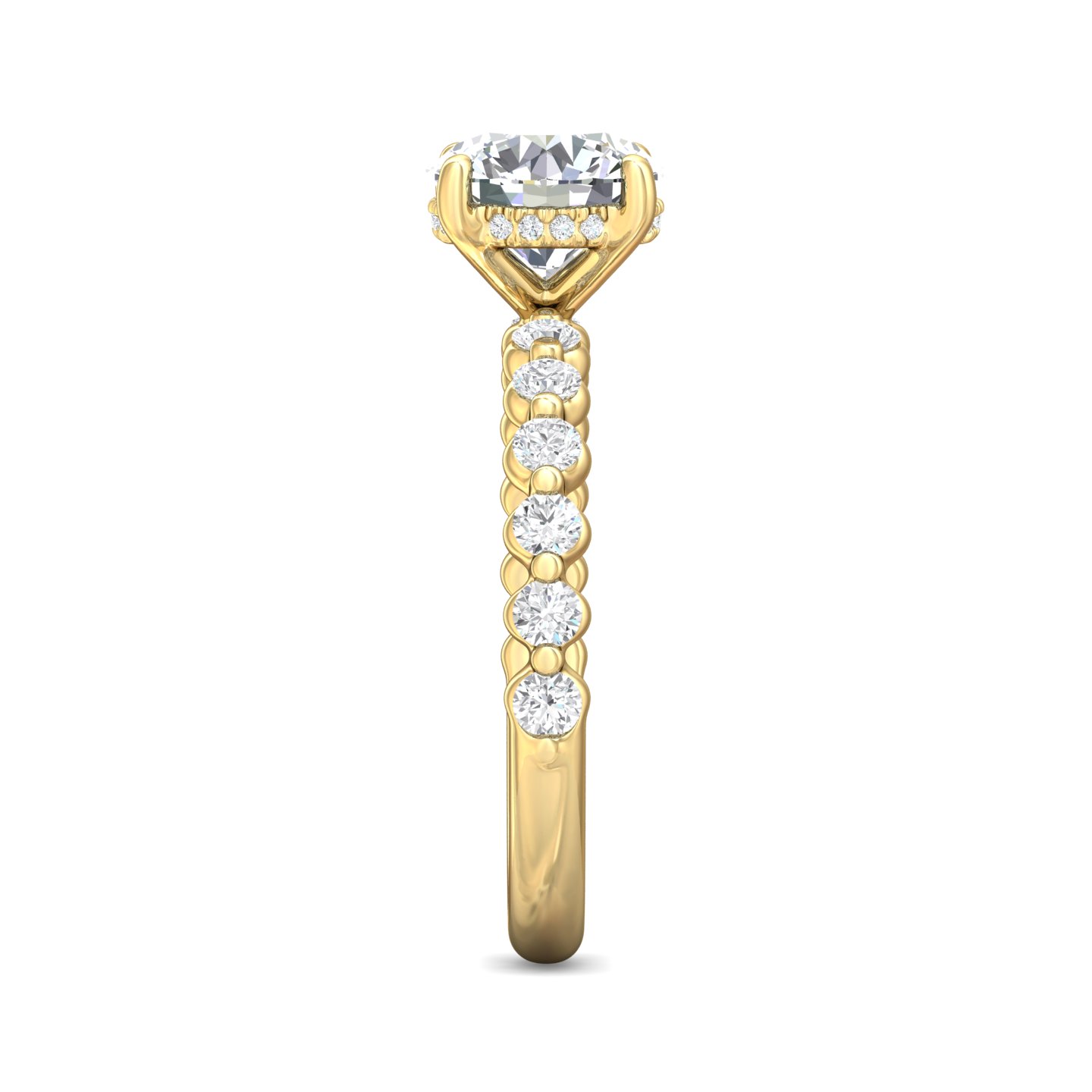 14K Yellow Gold Round Diamond Engagement Ring