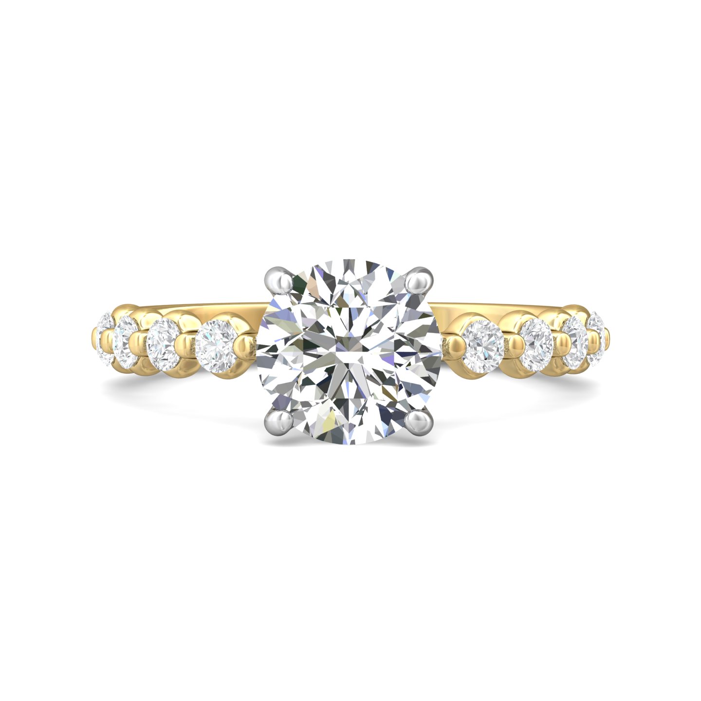18K Yellow Gold and Platinum Round Diamond Engagement Ring