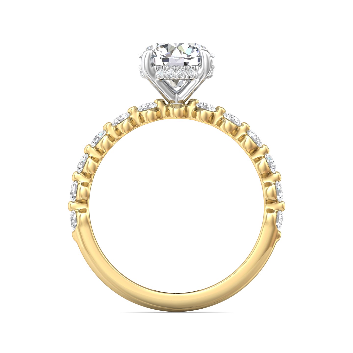 18K Yellow Gold and Platinum Round Diamond Engagement Ring