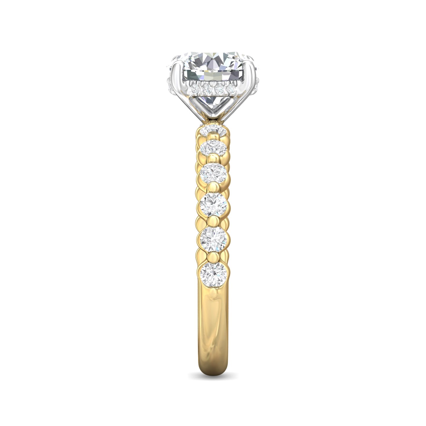 18K Yellow Gold and Platinum Round Diamond Engagement Ring