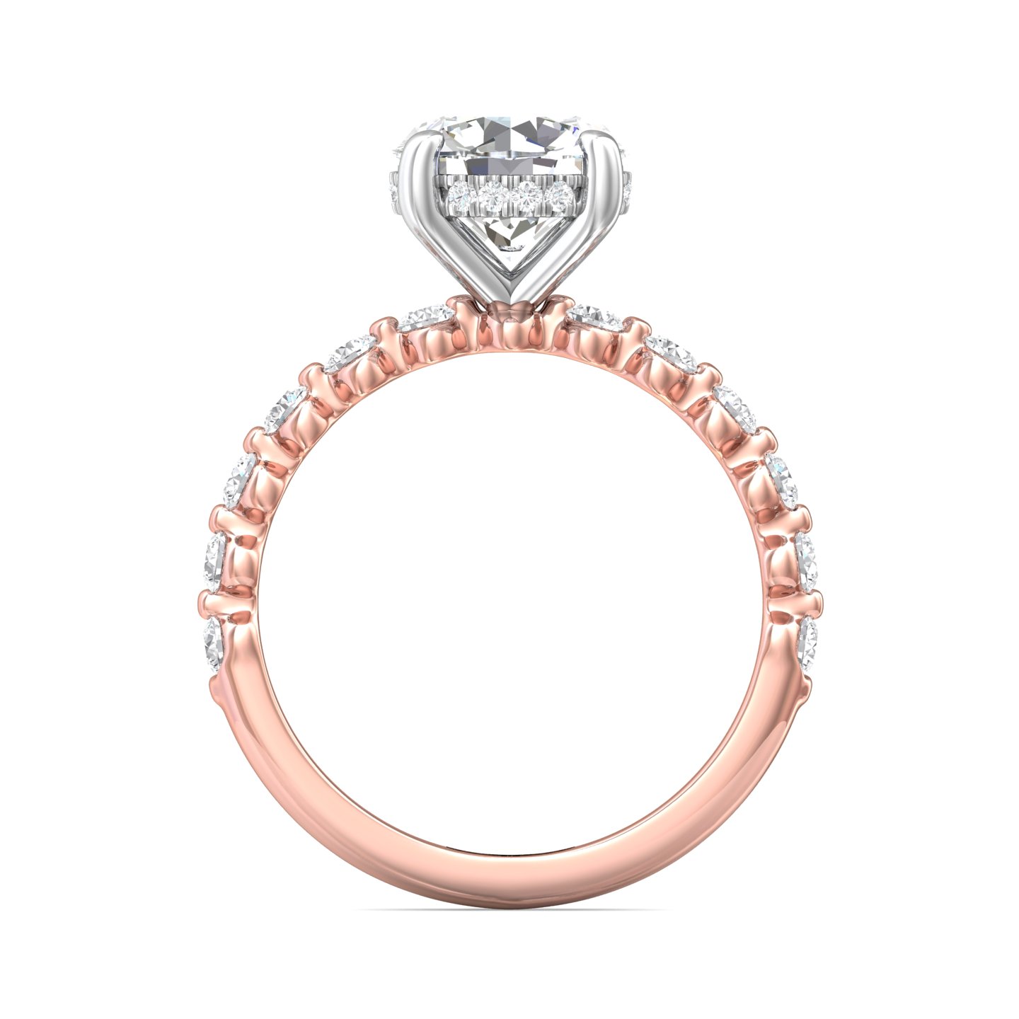 14K Rose and White Gold Round Diamond Engagement Ring