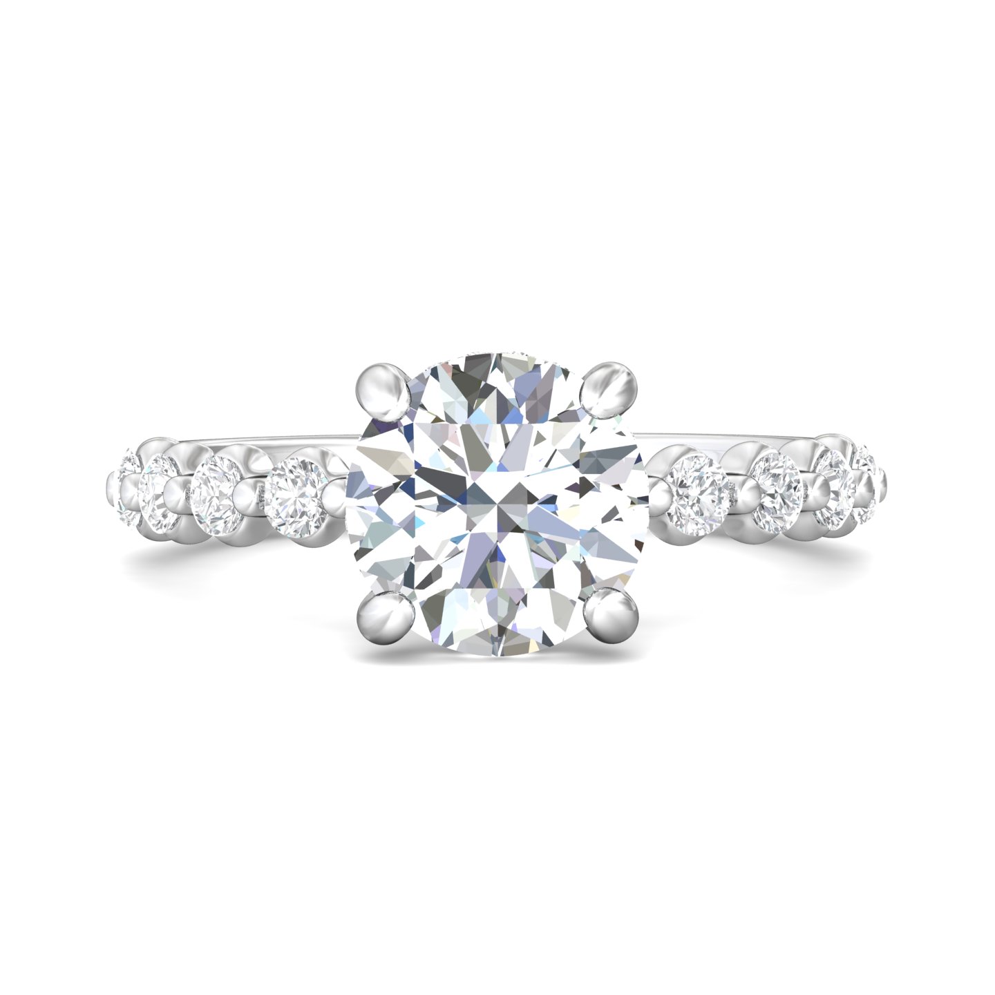 18K White Gold Round Diamond Engagement Ring