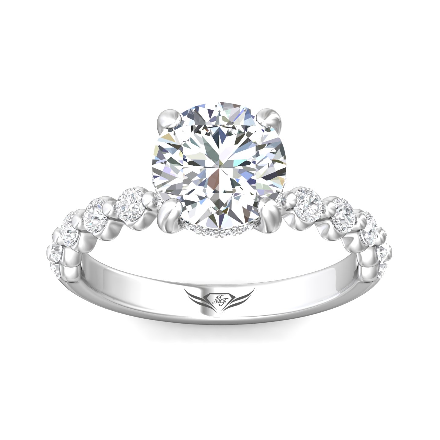 18K White Gold Round Diamond Engagement Ring