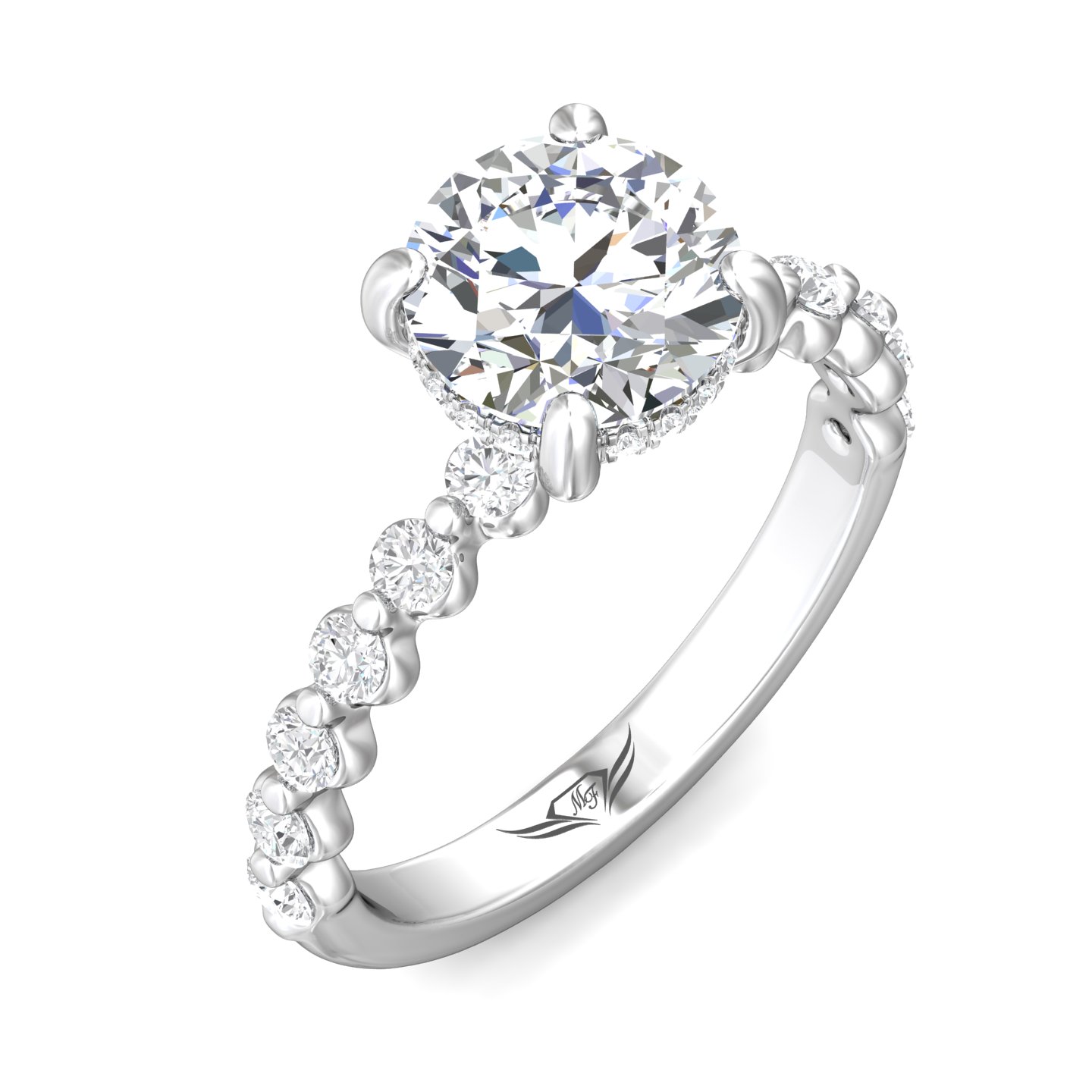 18K White Gold Round Diamond Engagement Ring