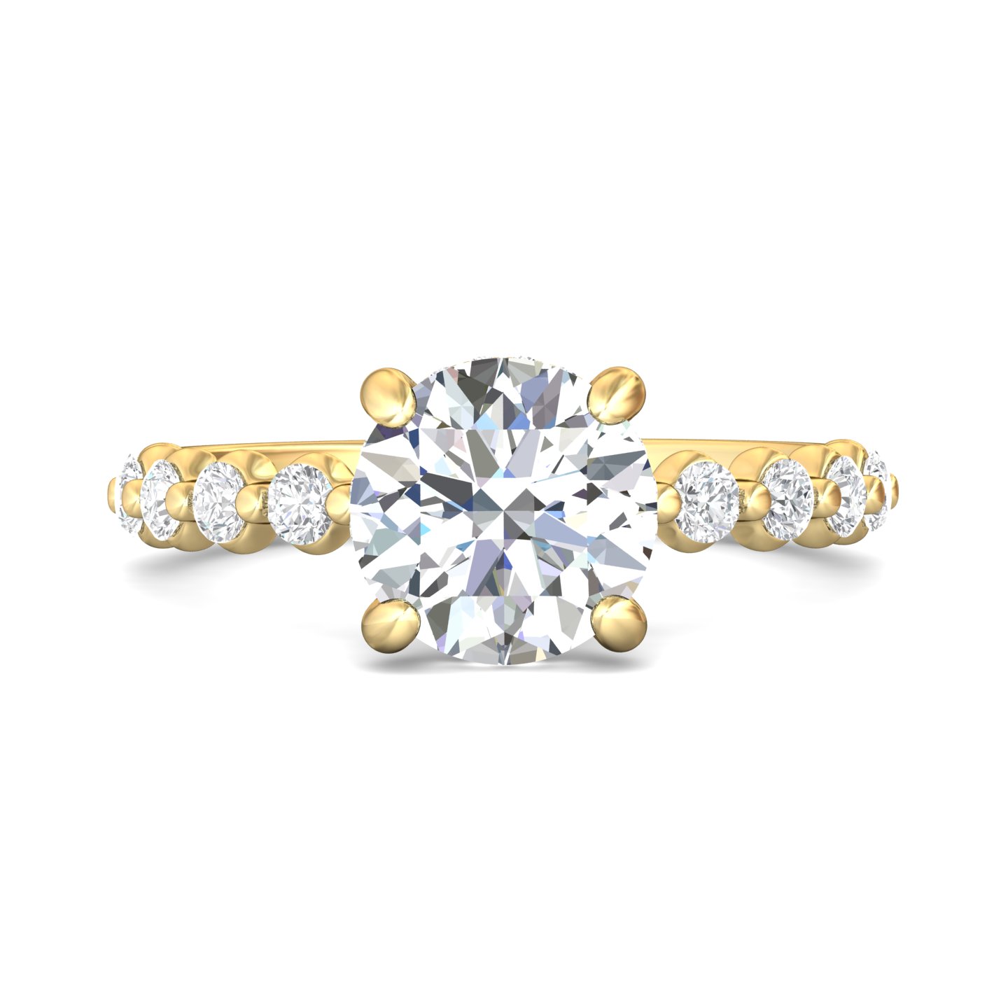 14K Yellow Gold Round Diamond Engagement Ring
