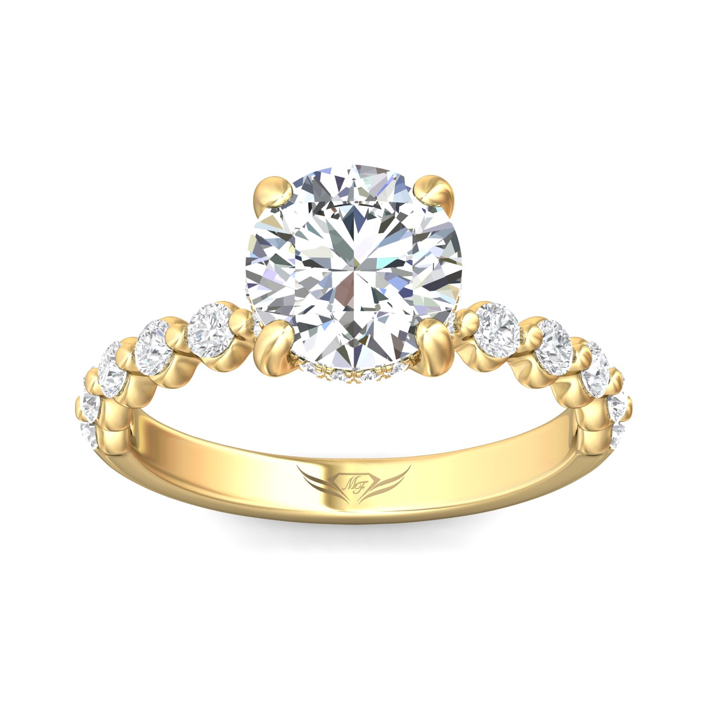 14K Yellow Gold Round Diamond Engagement Ring