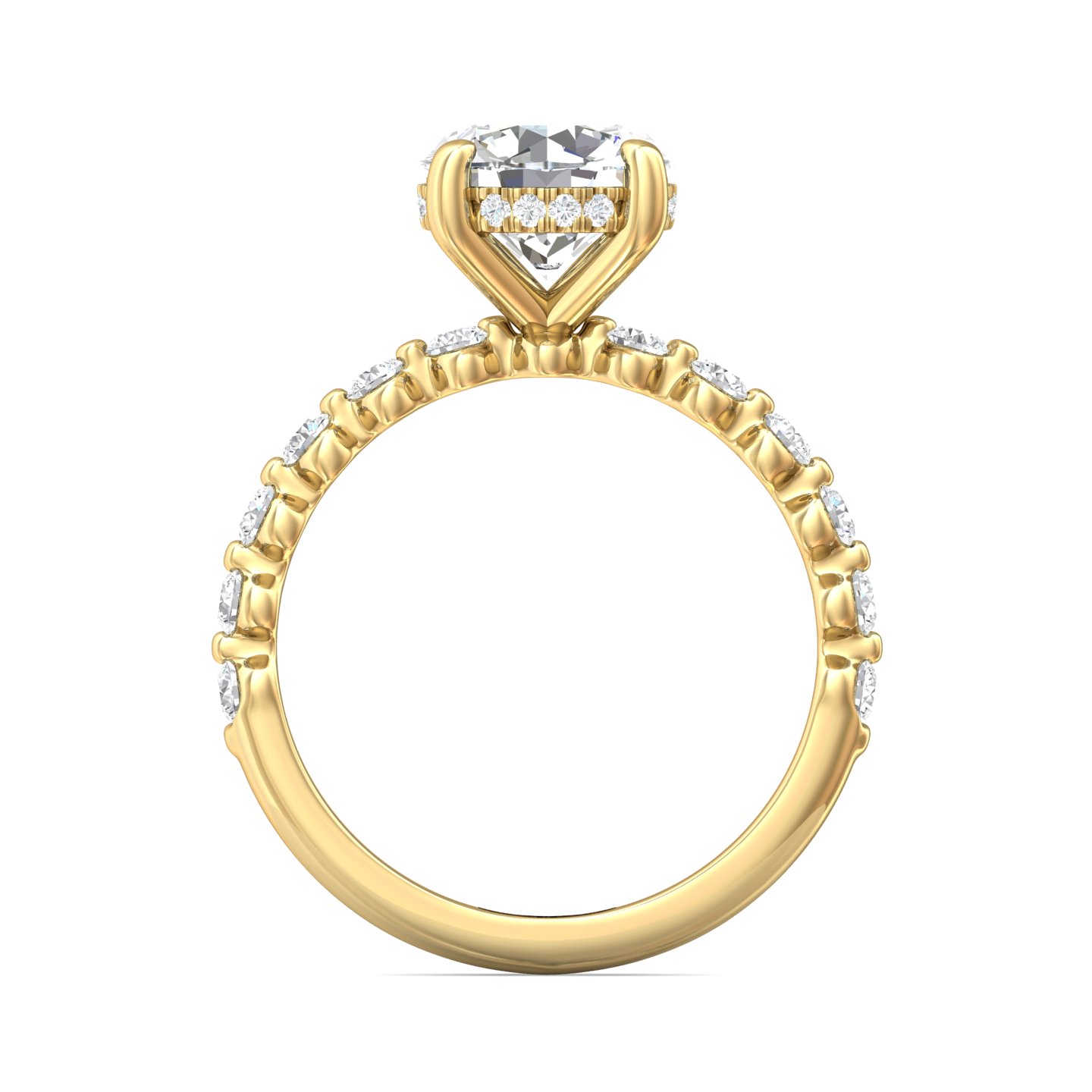 14K Yellow Gold Round Diamond Engagement Ring
