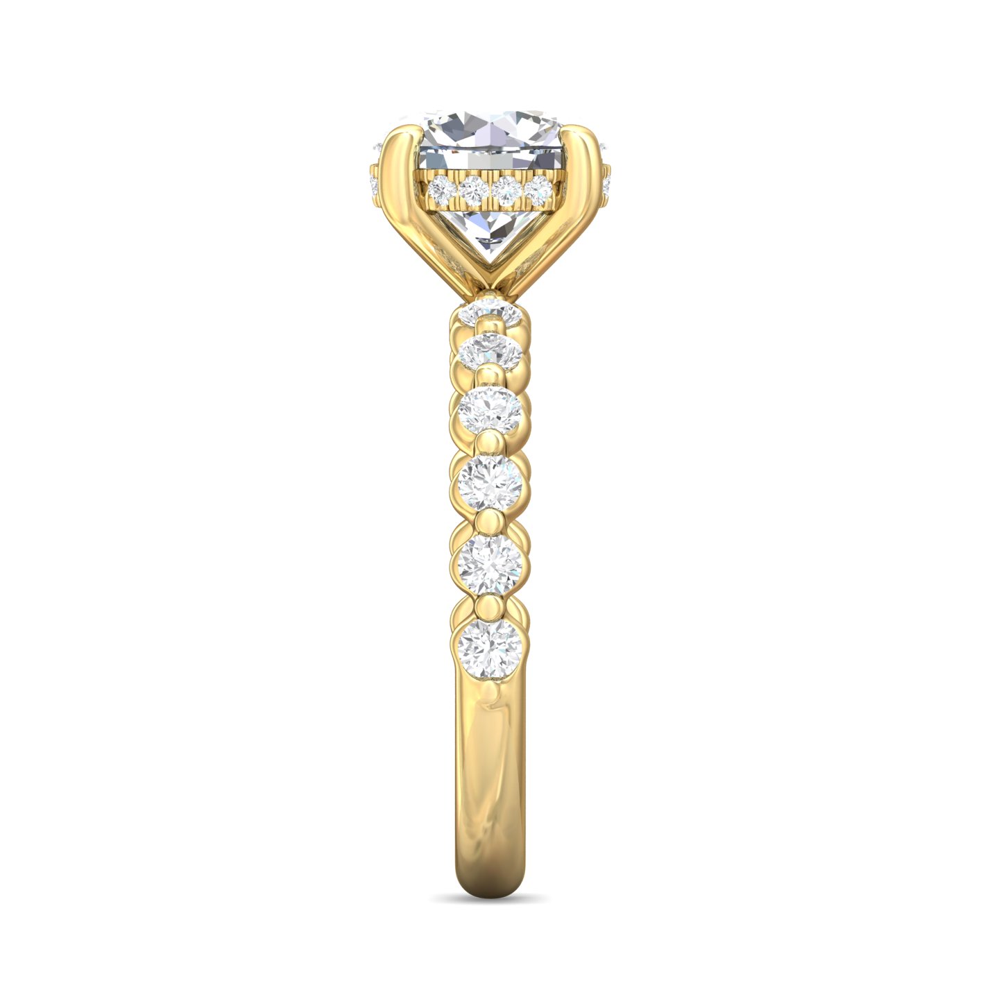 14K Yellow Gold Round Diamond Engagement Ring