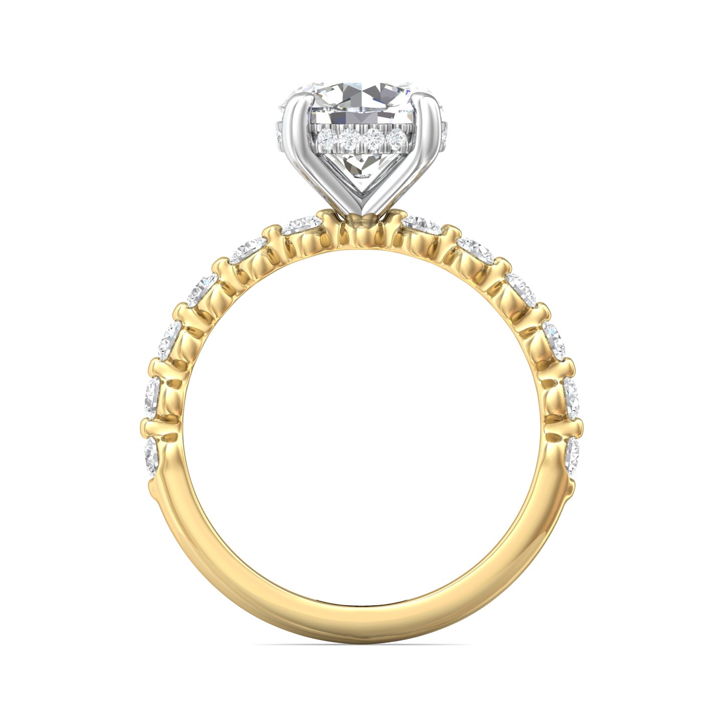 18K Yellow Gold and Platinum Round Diamond Engagement Ring