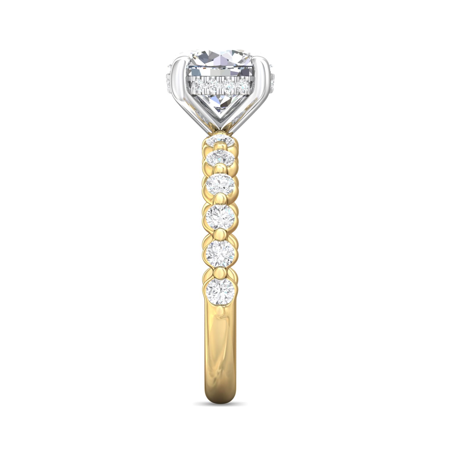 18K Yellow Gold and Platinum Round Diamond Engagement Ring