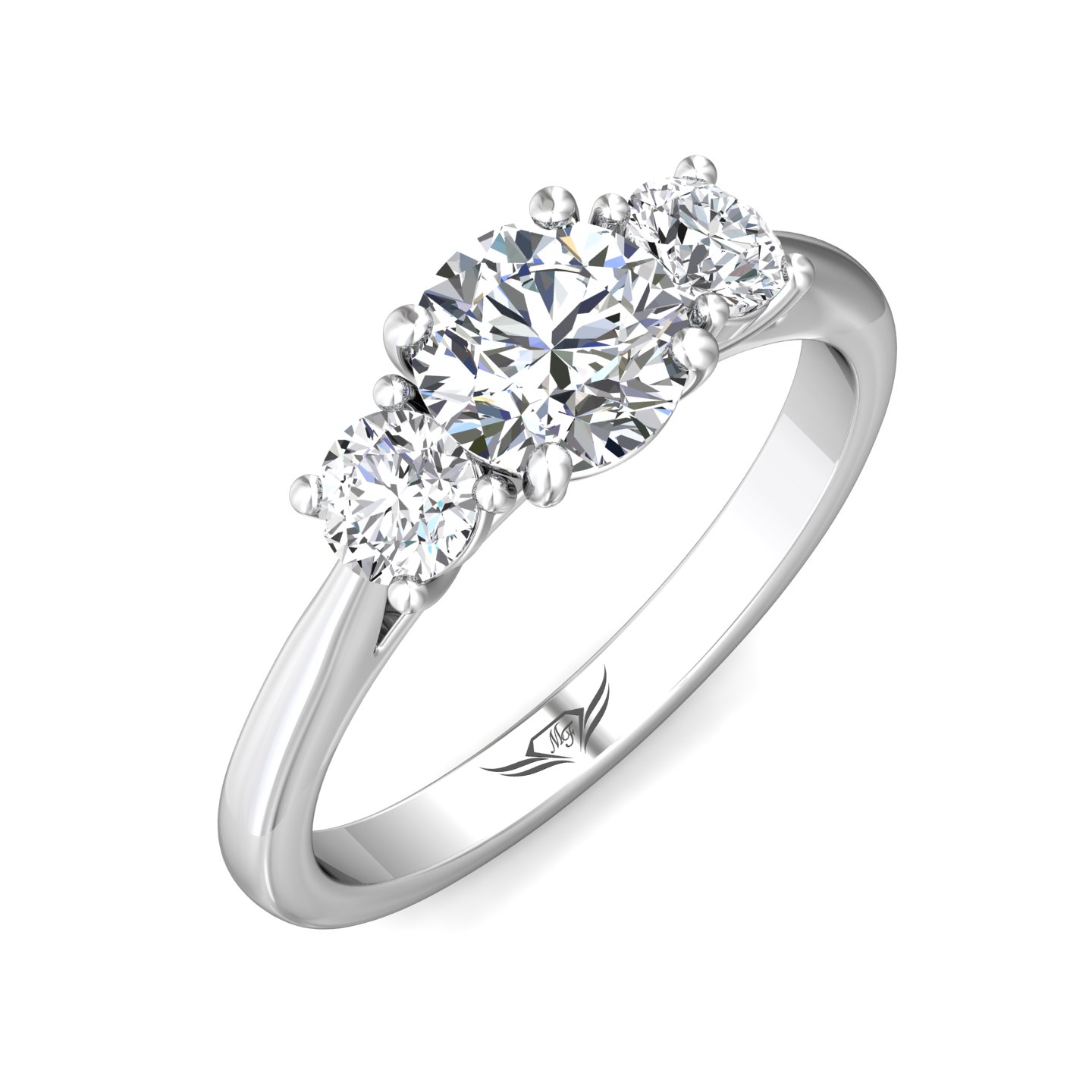 14K White Gold Round Diamond Engagement Ring