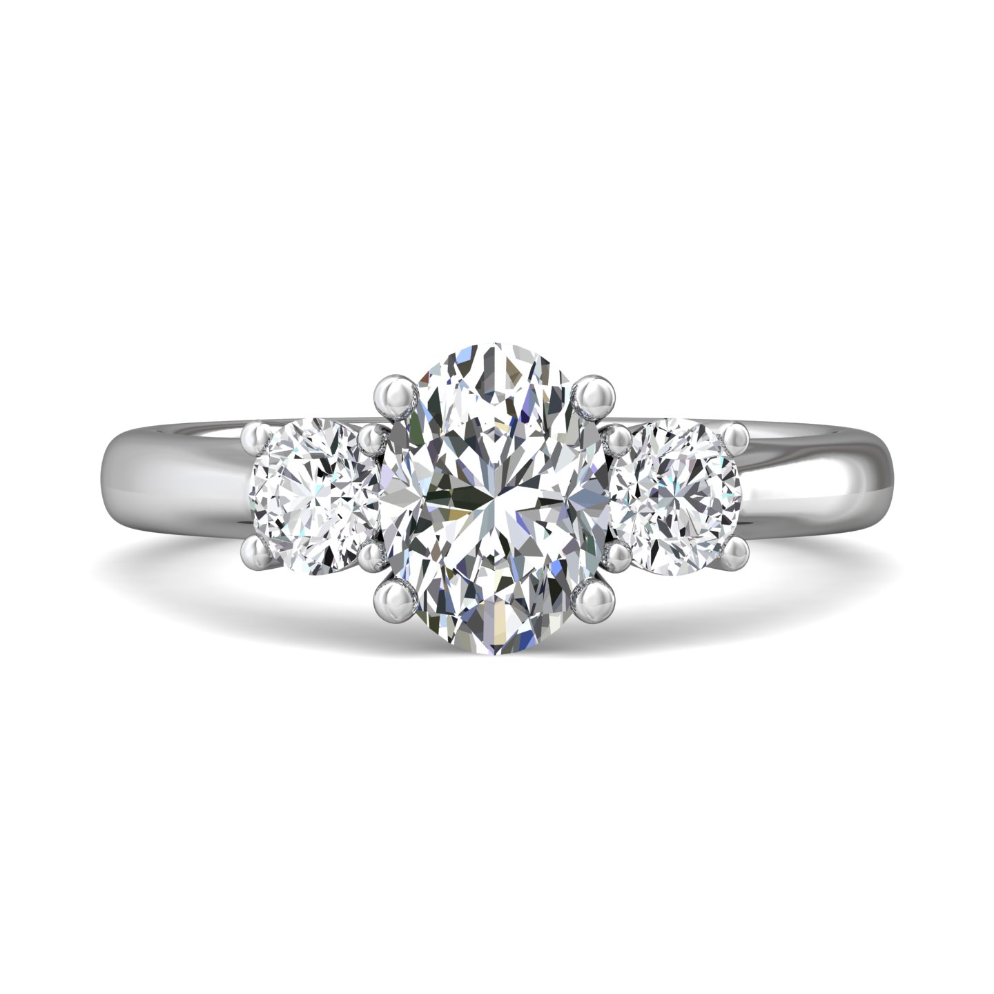 14K White Gold Oval Diamond Engagement Ring