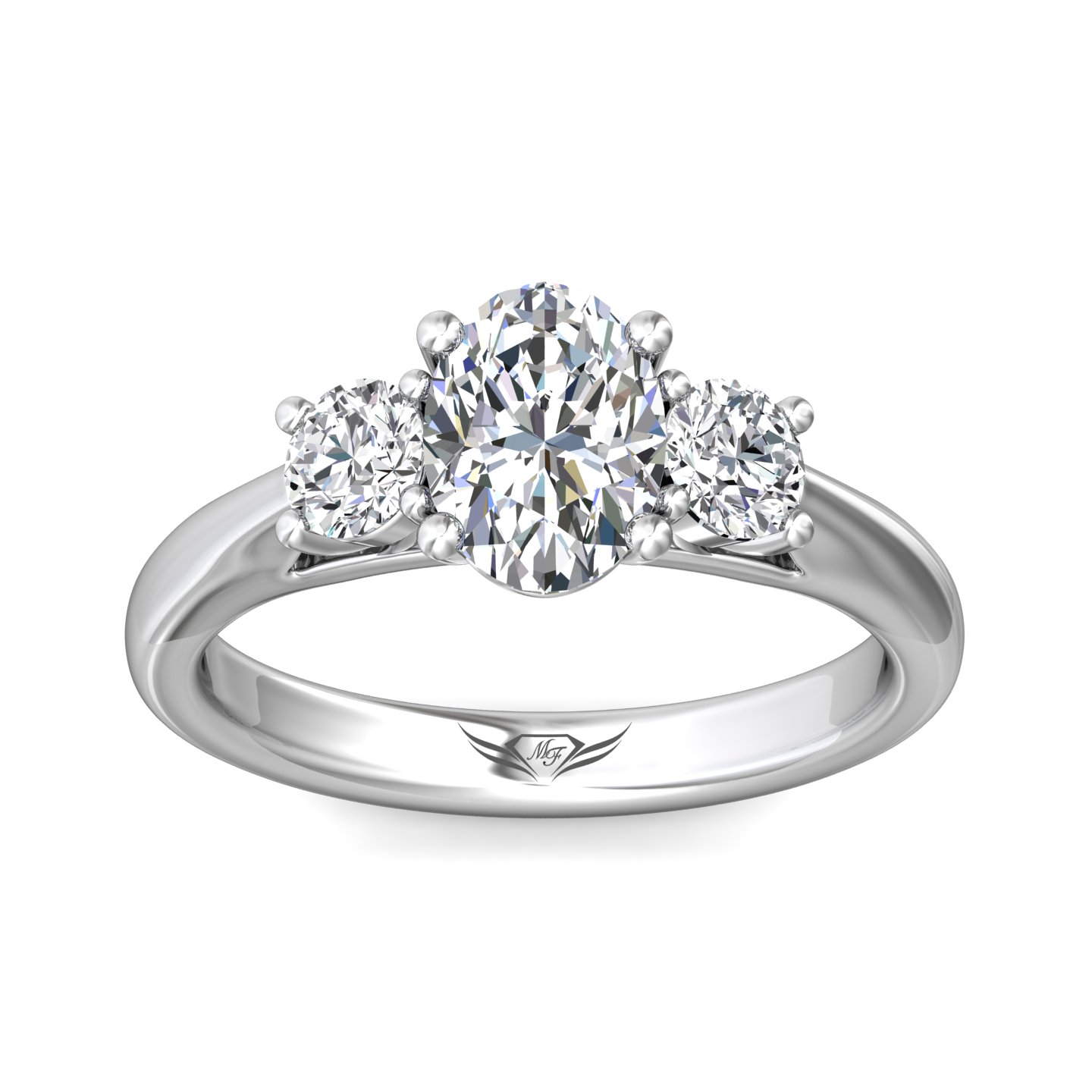 14K White Gold Oval Diamond Engagement Ring