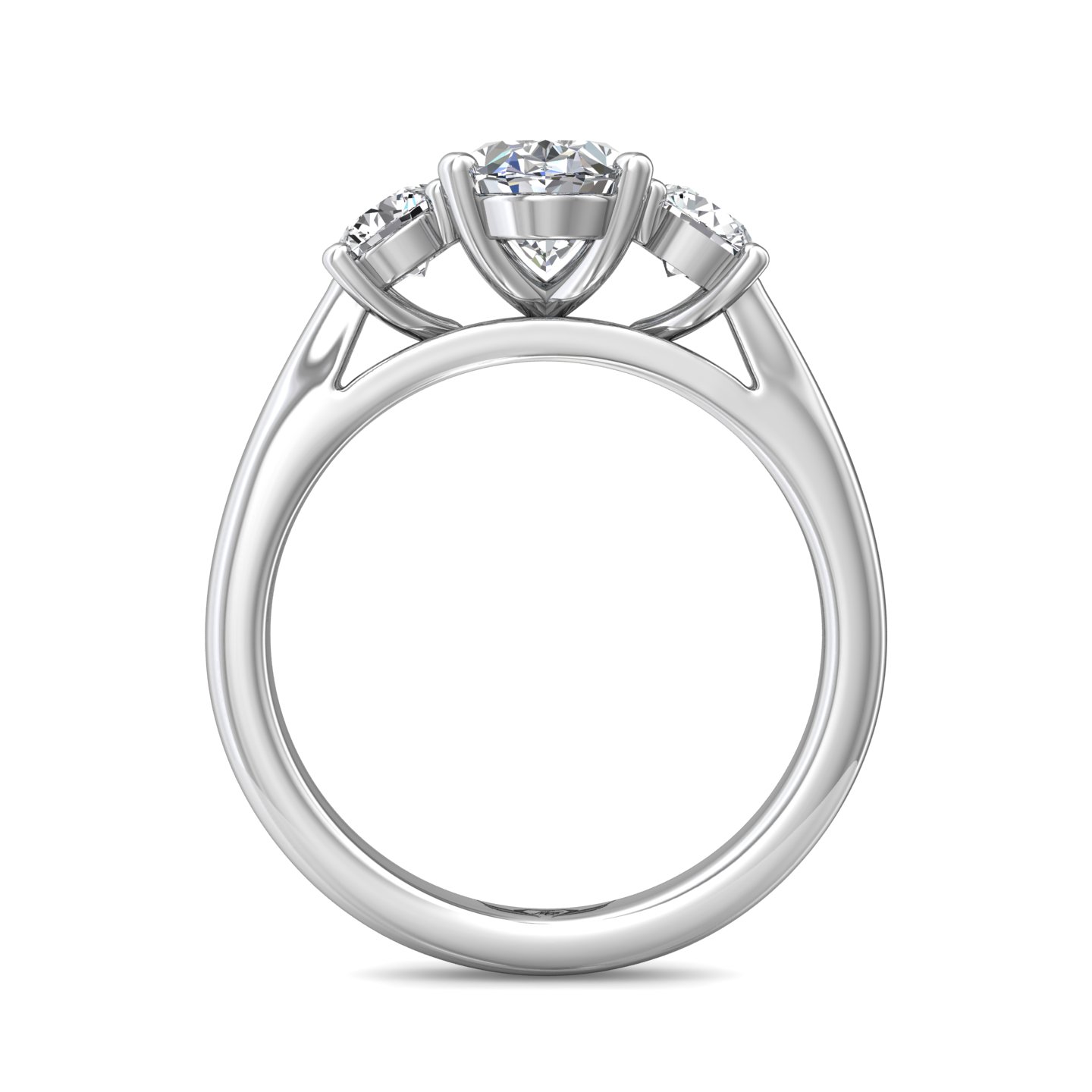 14K White Gold Oval Diamond Engagement Ring