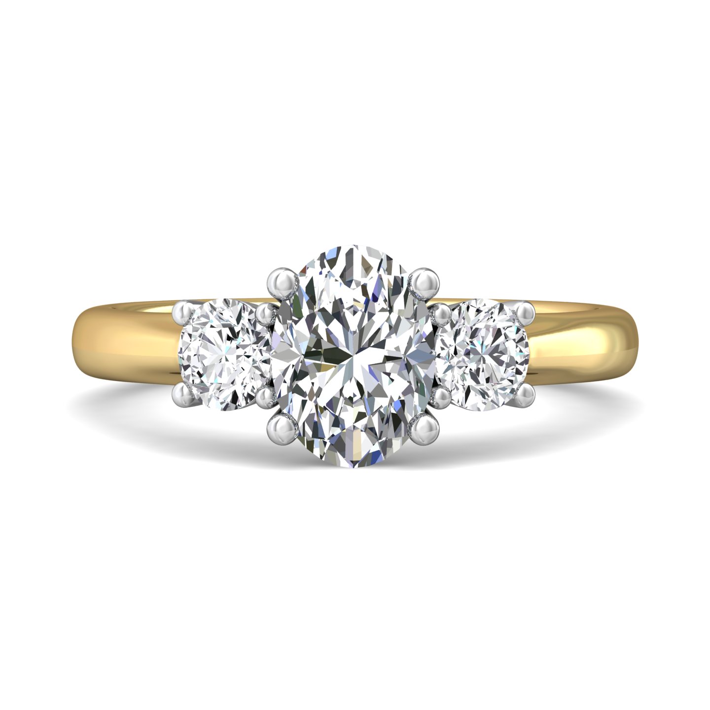 14K Yellow and White Gold Oval Diamond Engagement Ring
