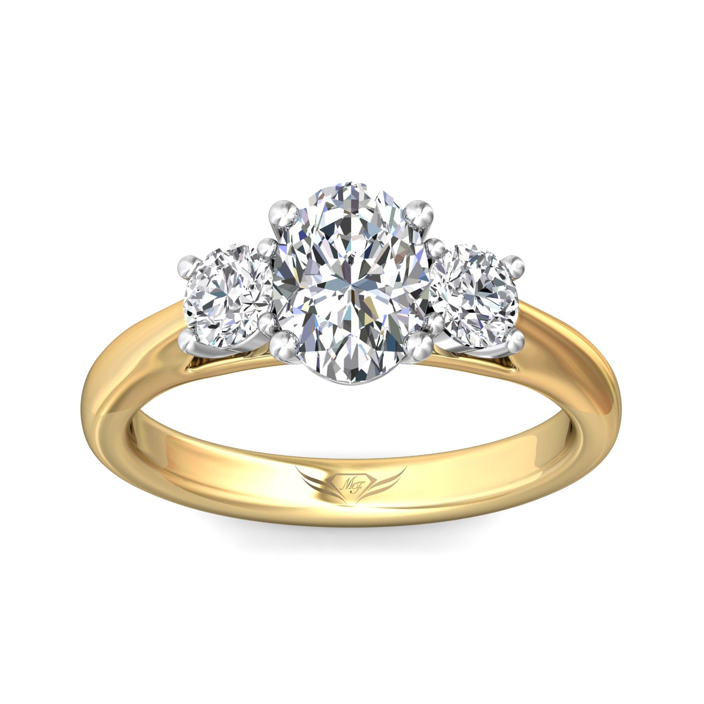 14K Yellow and White Gold Oval Diamond Engagement Ring