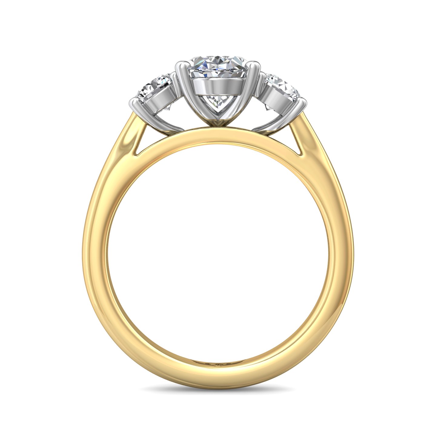 14K Yellow and White Gold Oval Diamond Engagement Ring