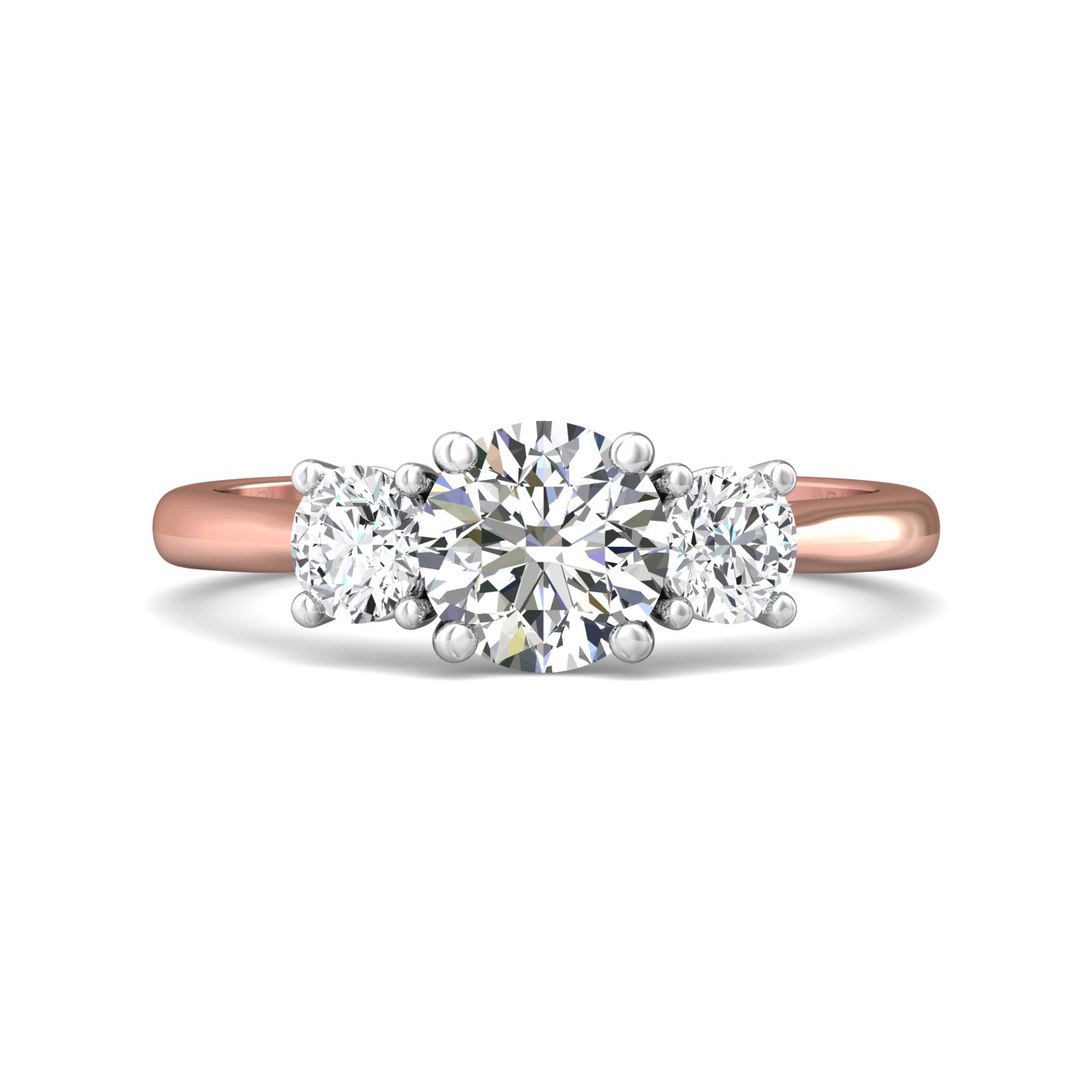 18K White and Rose Gold Round Diamond Engagement Ring