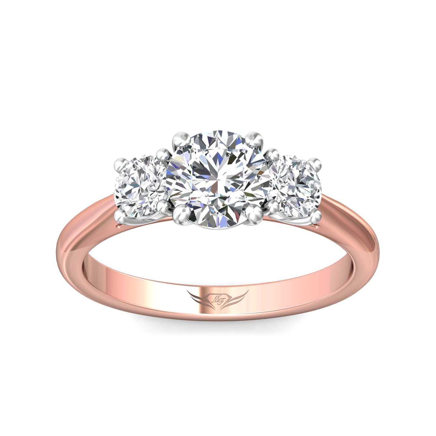 18K White and Rose Gold Round Diamond Engagement Ring