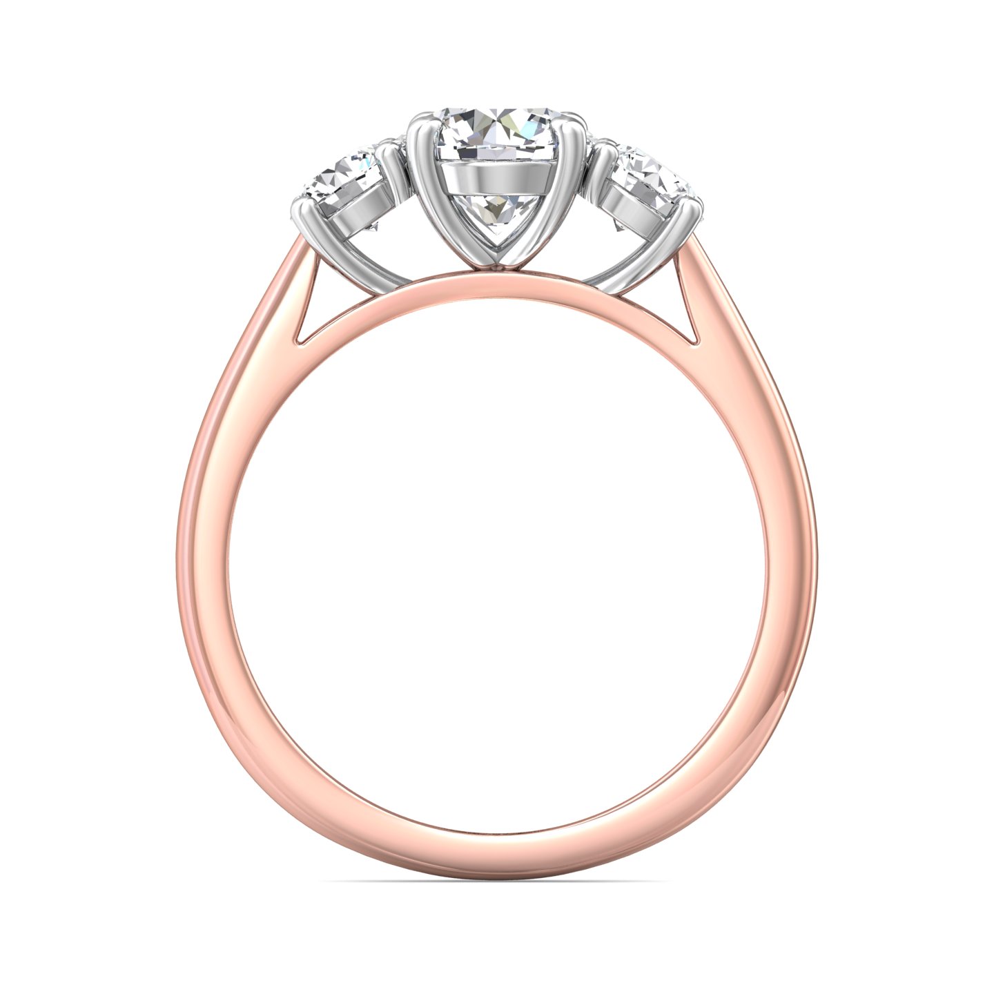 18K White and Rose Gold Round Diamond Engagement Ring