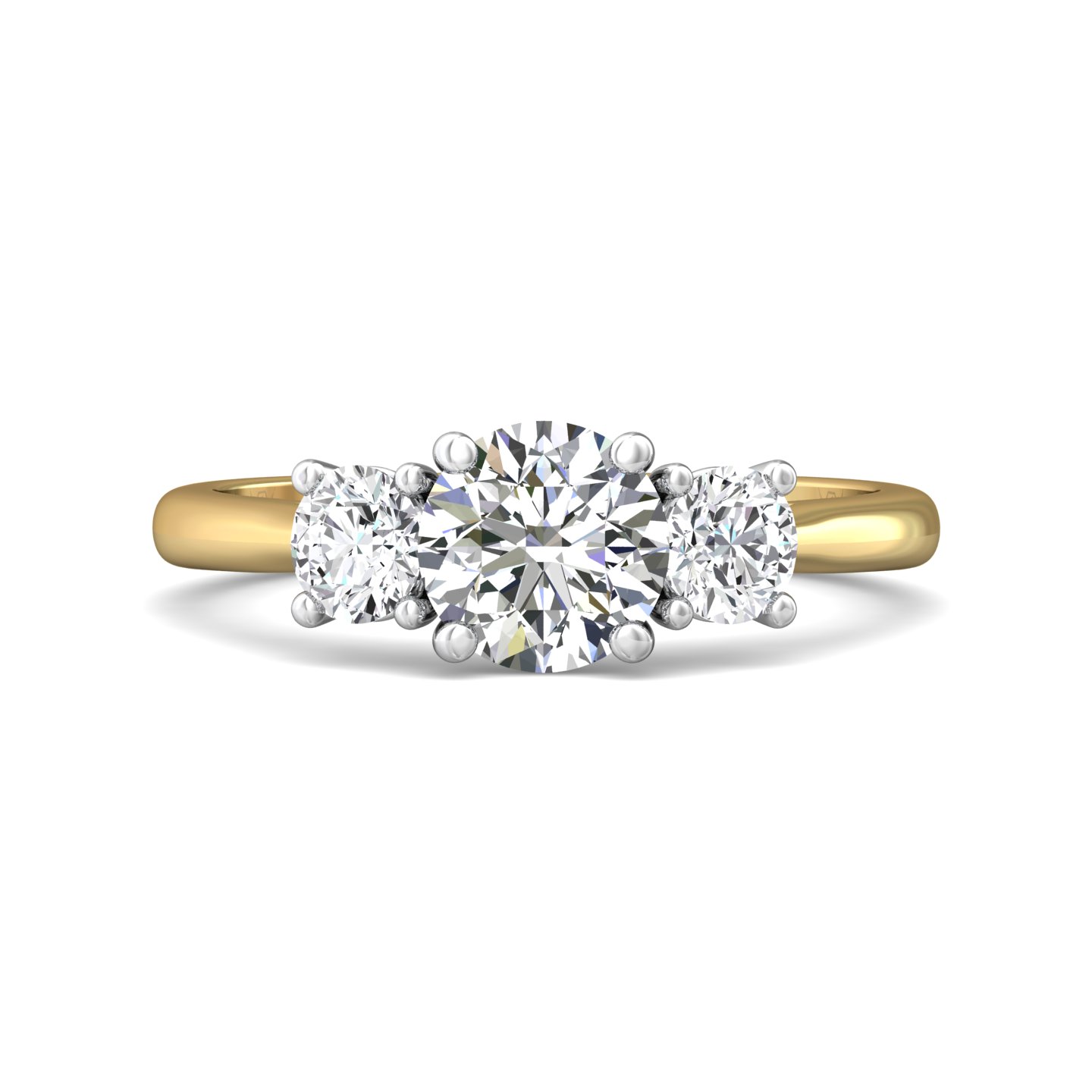 14K Yellow and White Gold Round Diamond Engagement Ring