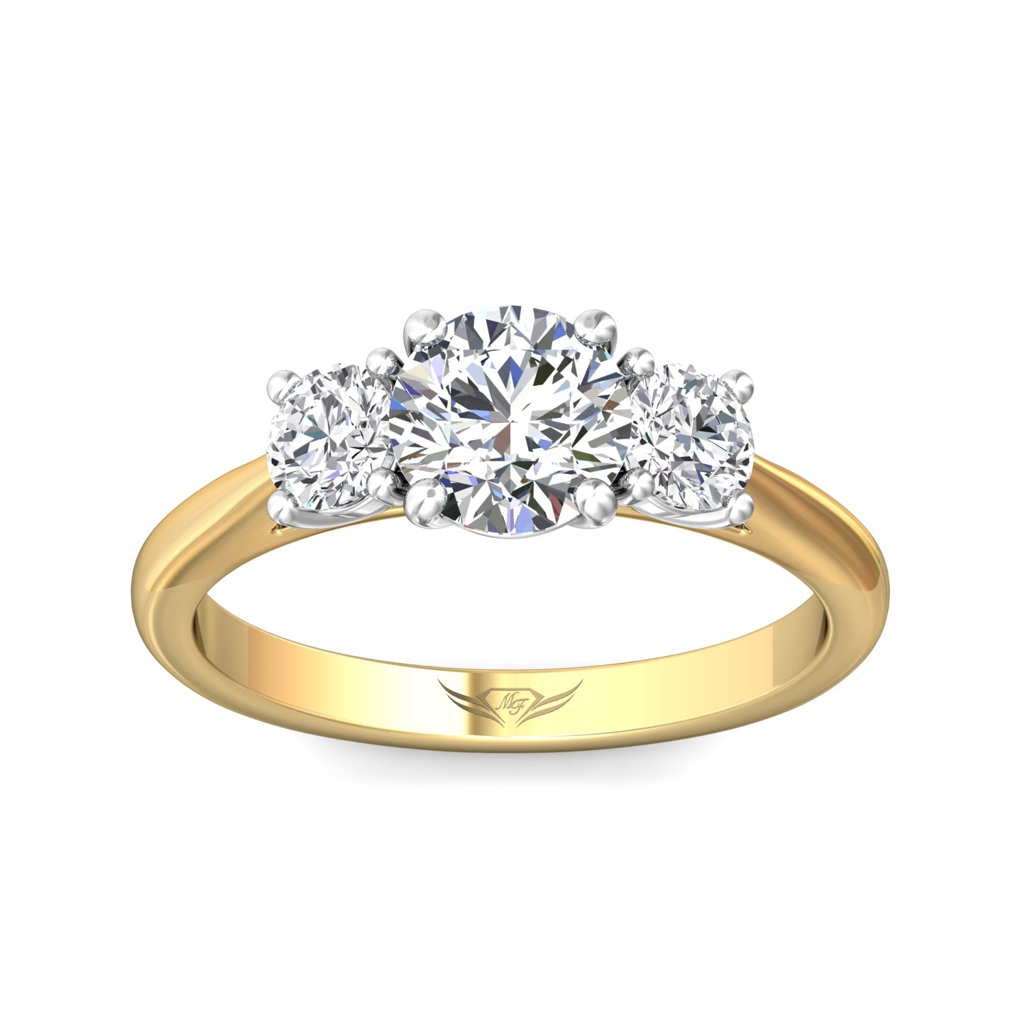 14K Yellow and White Gold Round Diamond Engagement Ring