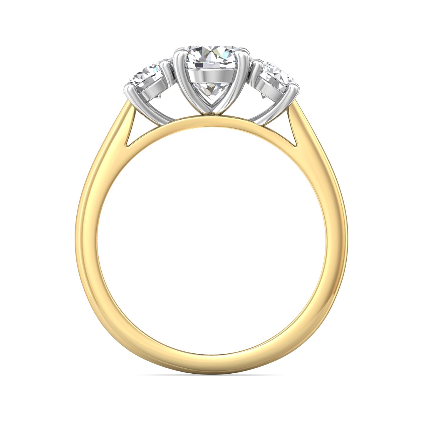 14K Yellow and White Gold Round Diamond Engagement Ring