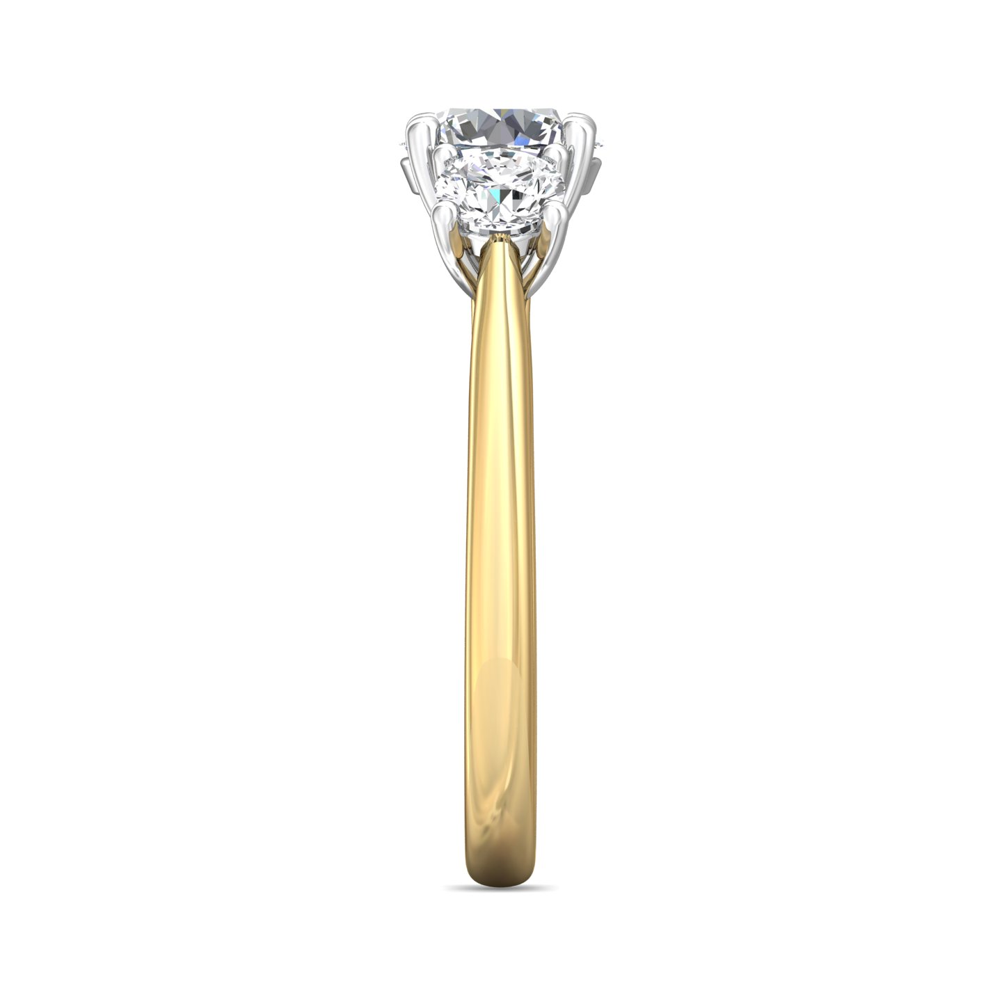 14K Yellow and White Gold Round Diamond Engagement Ring