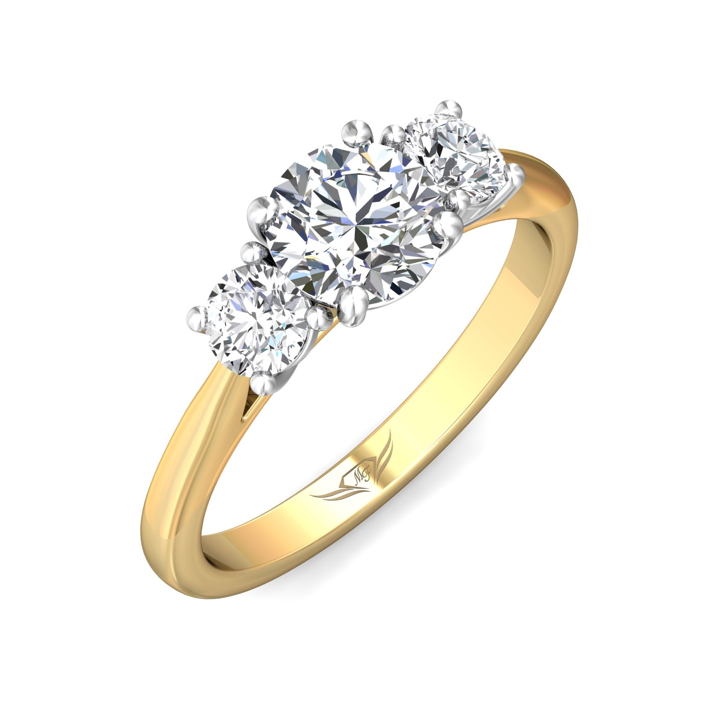 14K Yellow and White Gold Round Diamond Engagement Ring