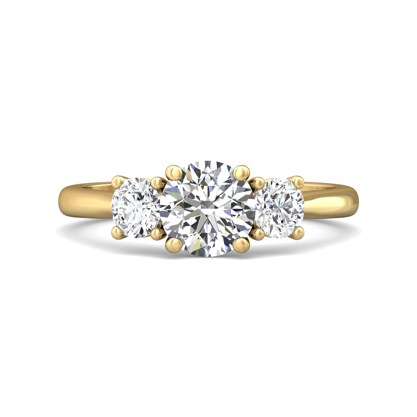 14K Yellow Gold Round Diamond Engagement Ring