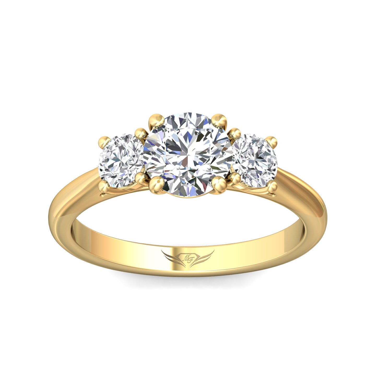 14K Yellow Gold Round Diamond Engagement Ring