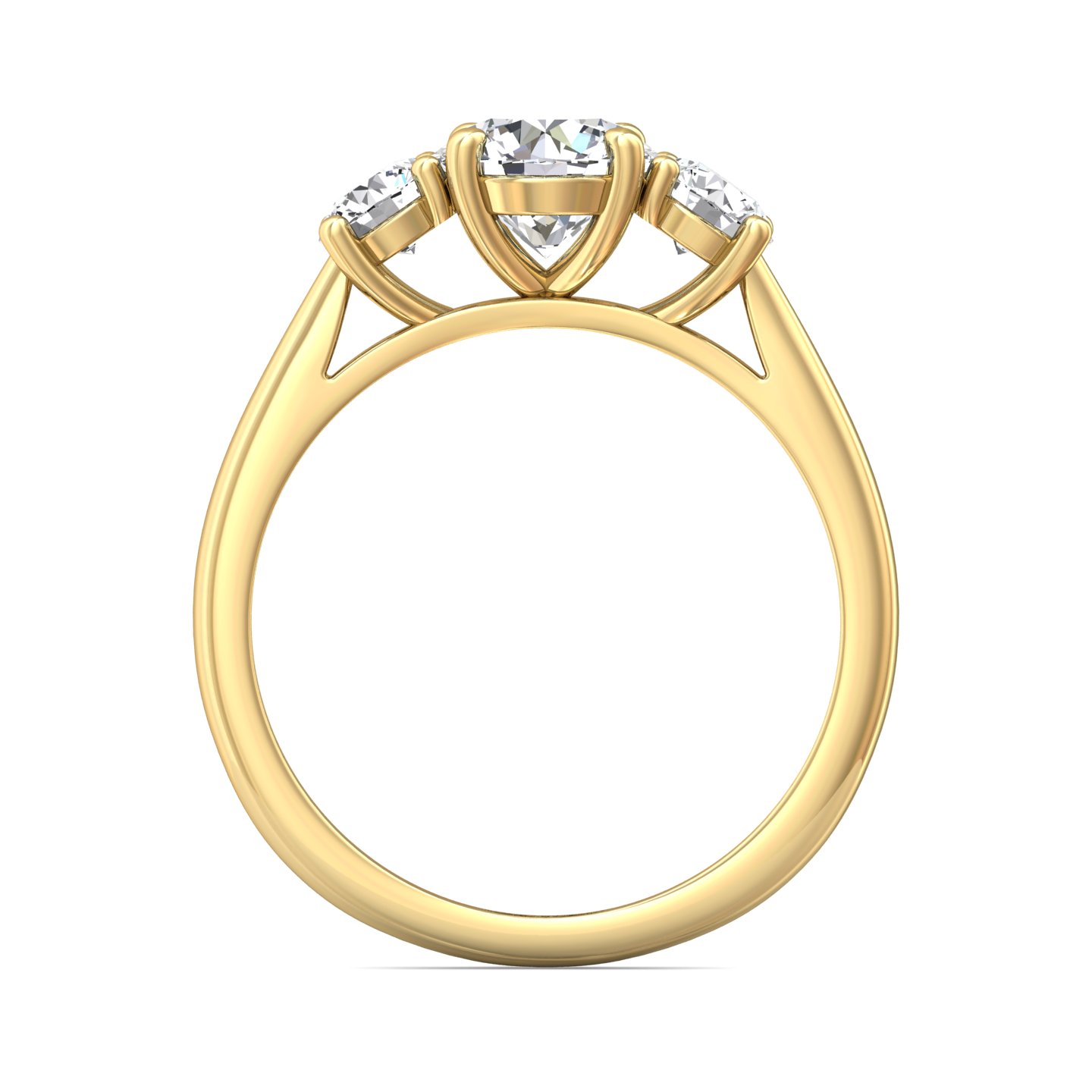 14K Yellow Gold Round Diamond Engagement Ring