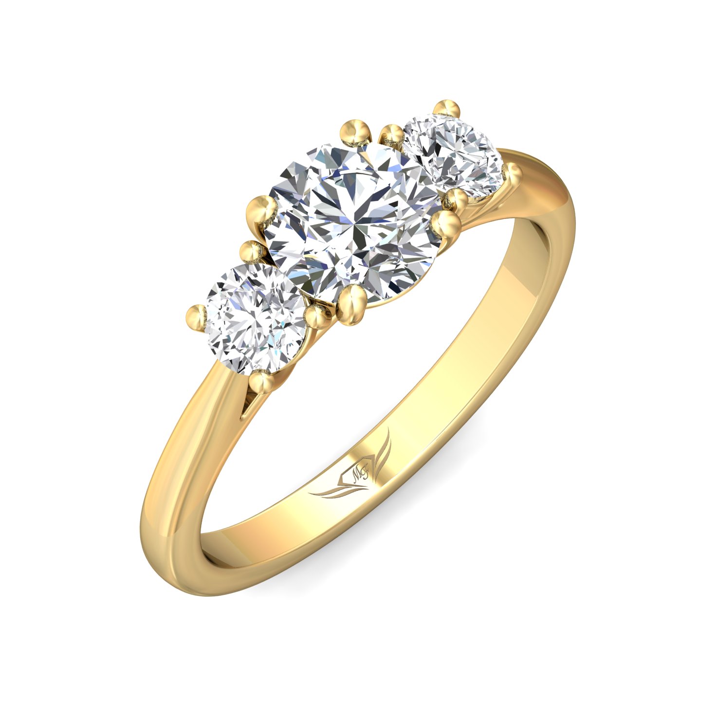 14K Yellow Gold Round Diamond Engagement Ring