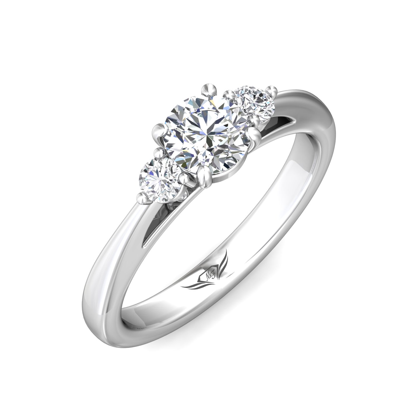 14K White Gold Round Diamond Engagement Ring