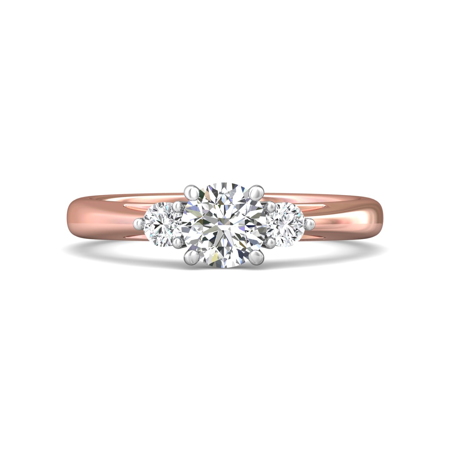 18K White and Rose Gold Round Diamond Engagement Ring