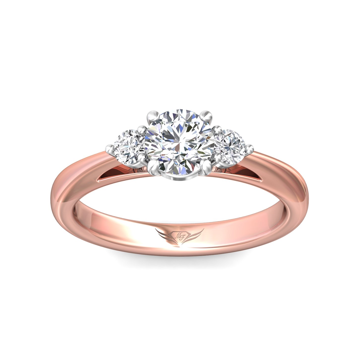 18K White and Rose Gold Round Diamond Engagement Ring