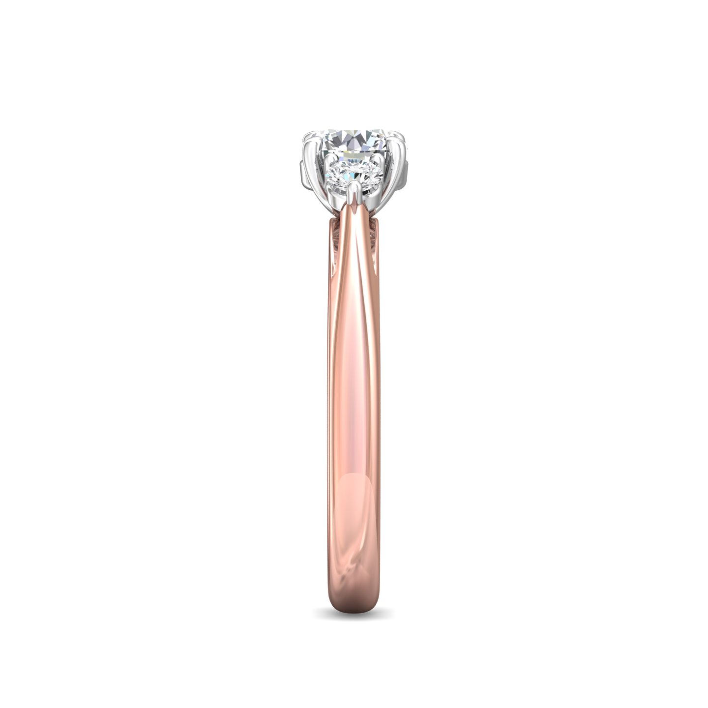 18K White and Rose Gold Round Diamond Engagement Ring