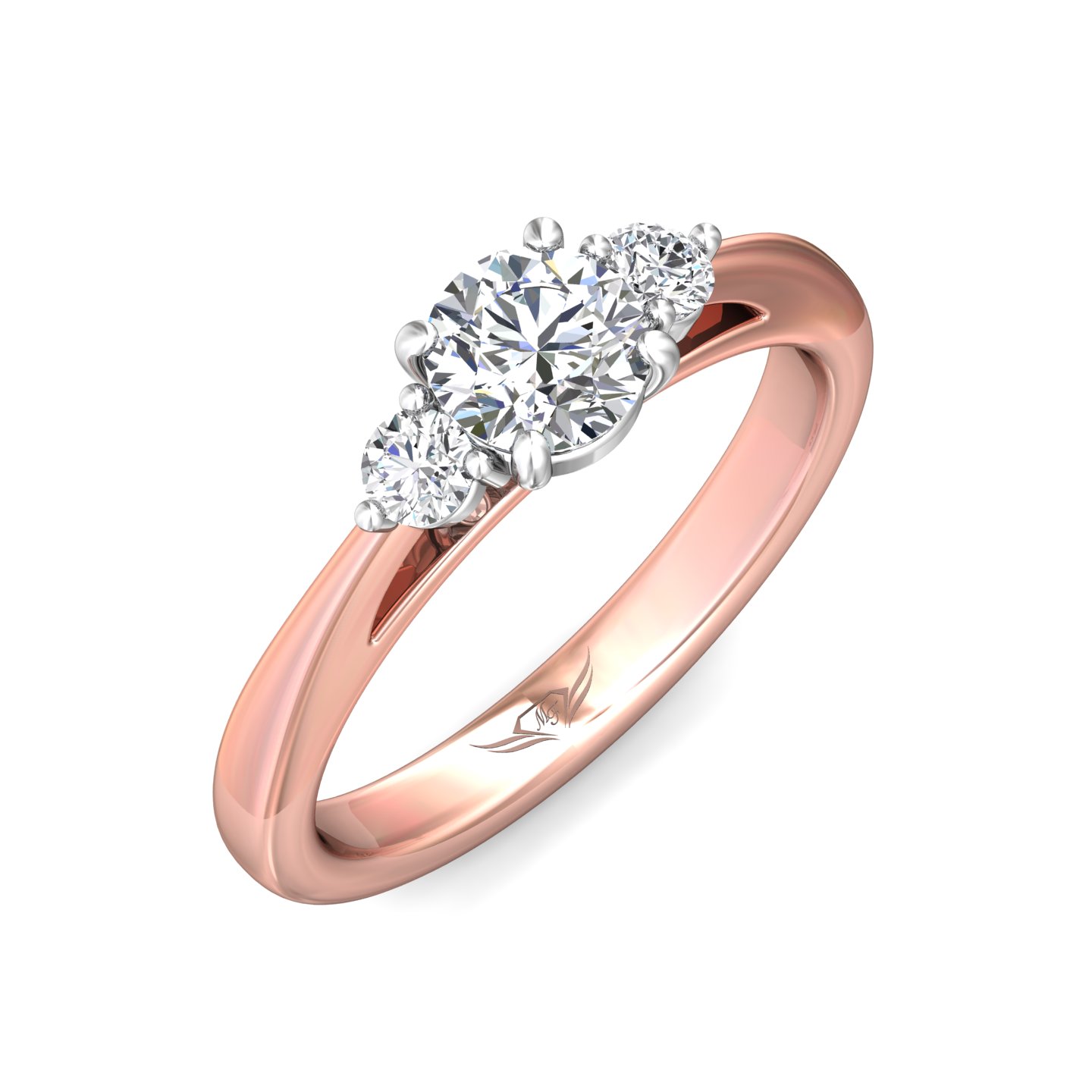 18K White and Rose Gold Round Diamond Engagement Ring