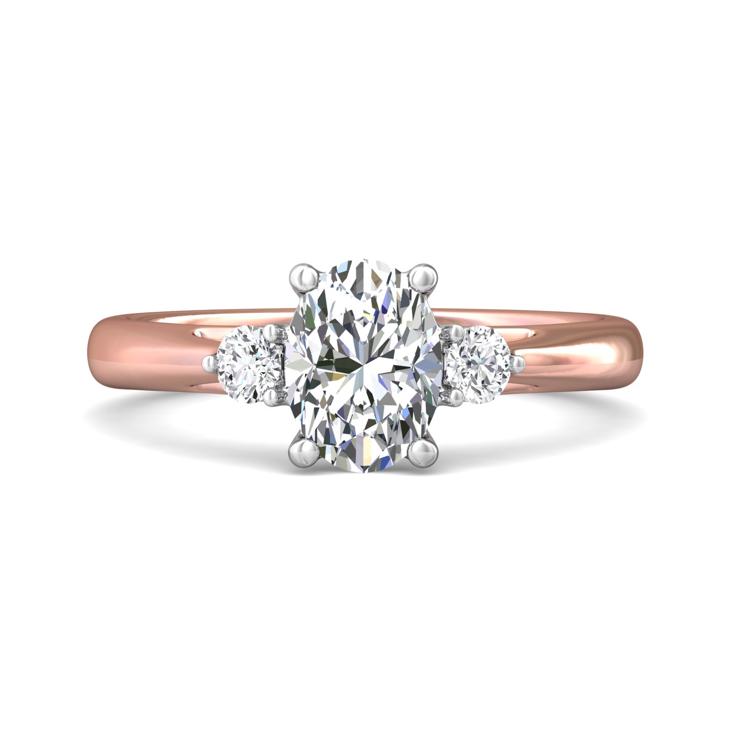 18K White and Rose Gold Oval Diamond Engagement Ring