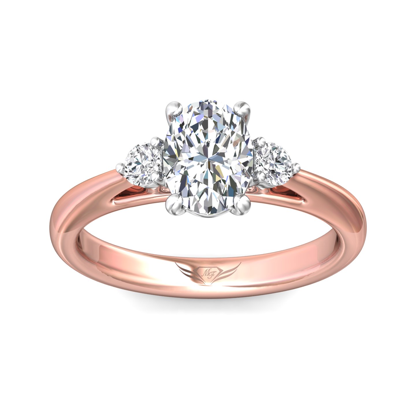 18K White and Rose Gold Oval Diamond Engagement Ring