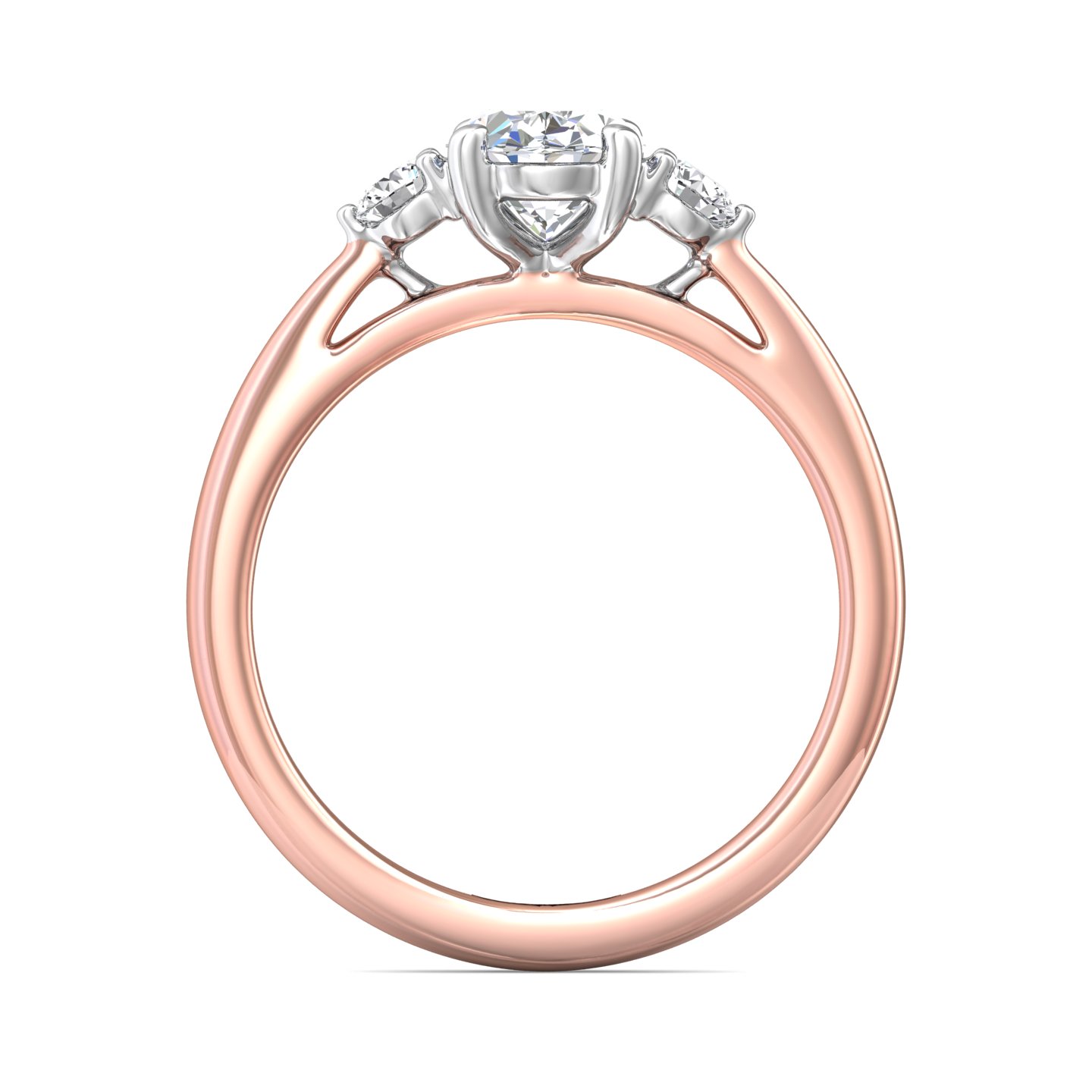 18K White and Rose Gold Oval Diamond Engagement Ring