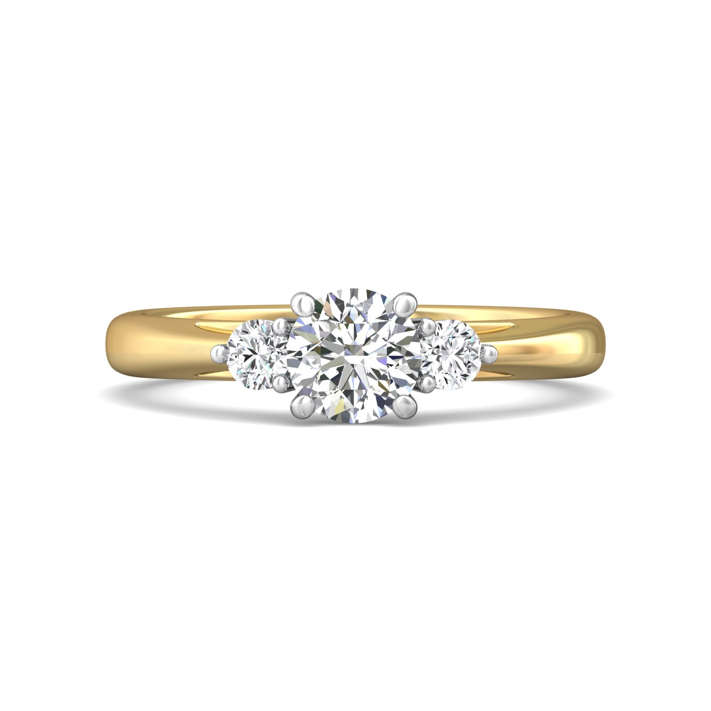 14K Yellow and White Gold Round Diamond Engagement Ring