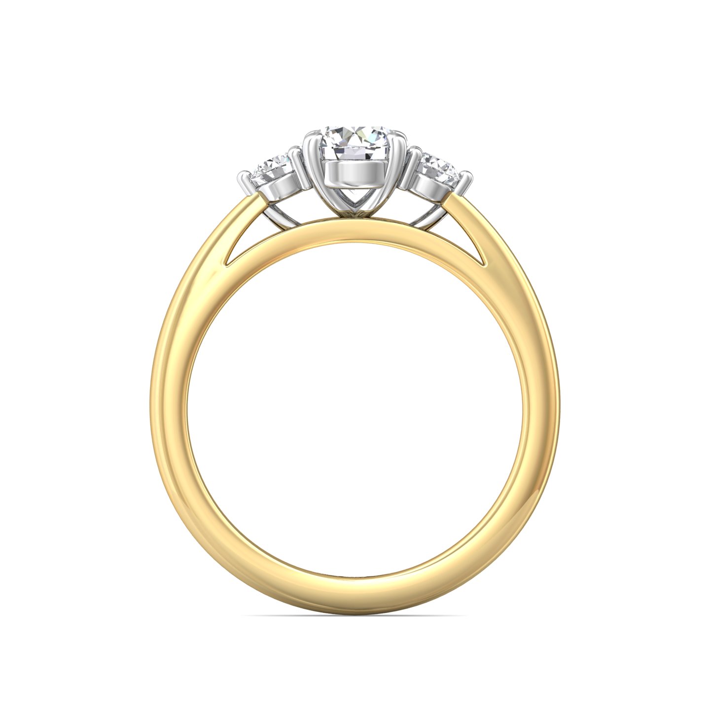 18K White and Yellow Gold Round Diamond Engagement Ring