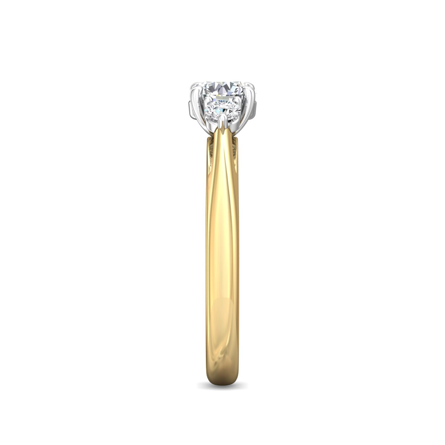 18K White and Yellow Gold Round Diamond Engagement Ring