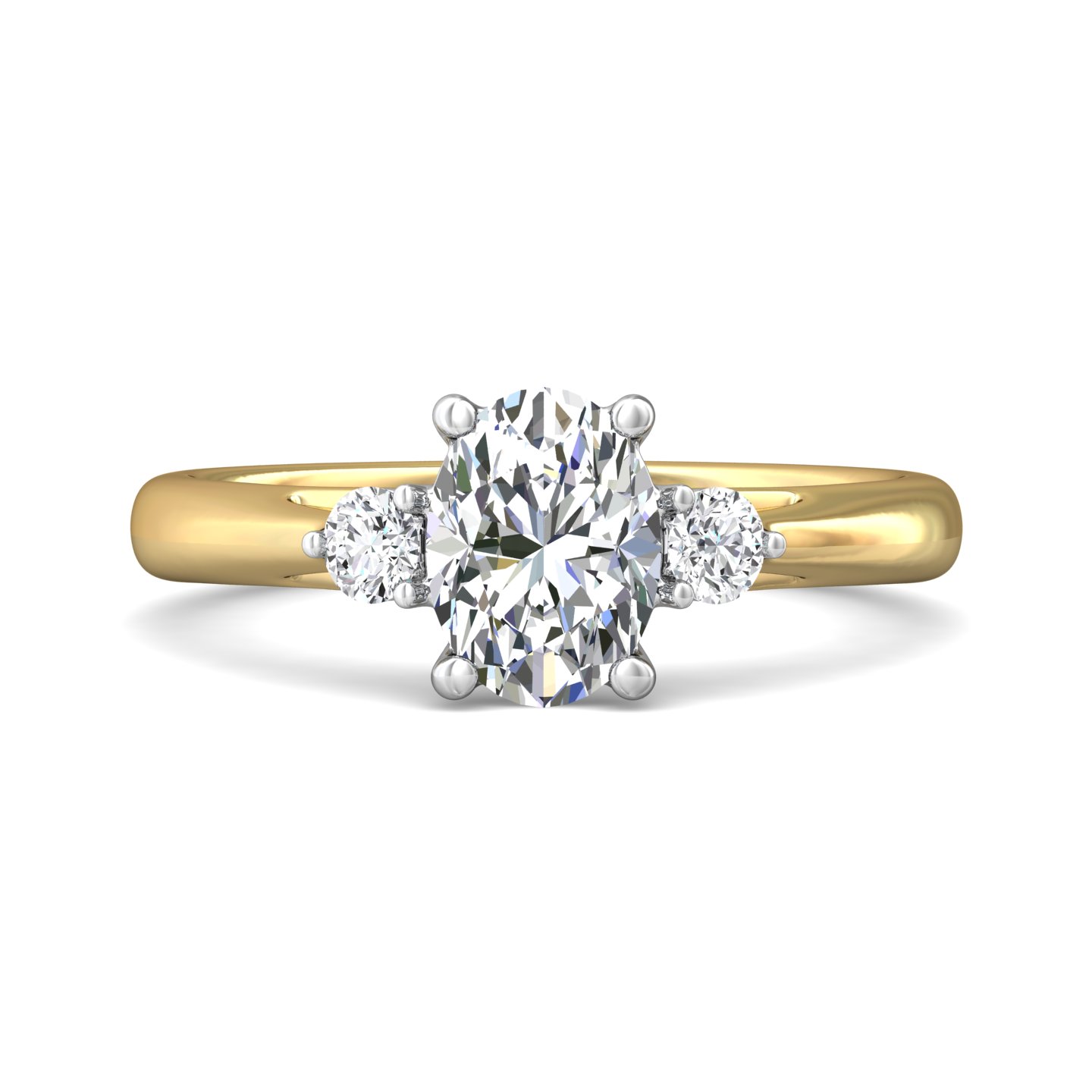 18K White and Yellow Gold Oval Diamond Engagement Ring