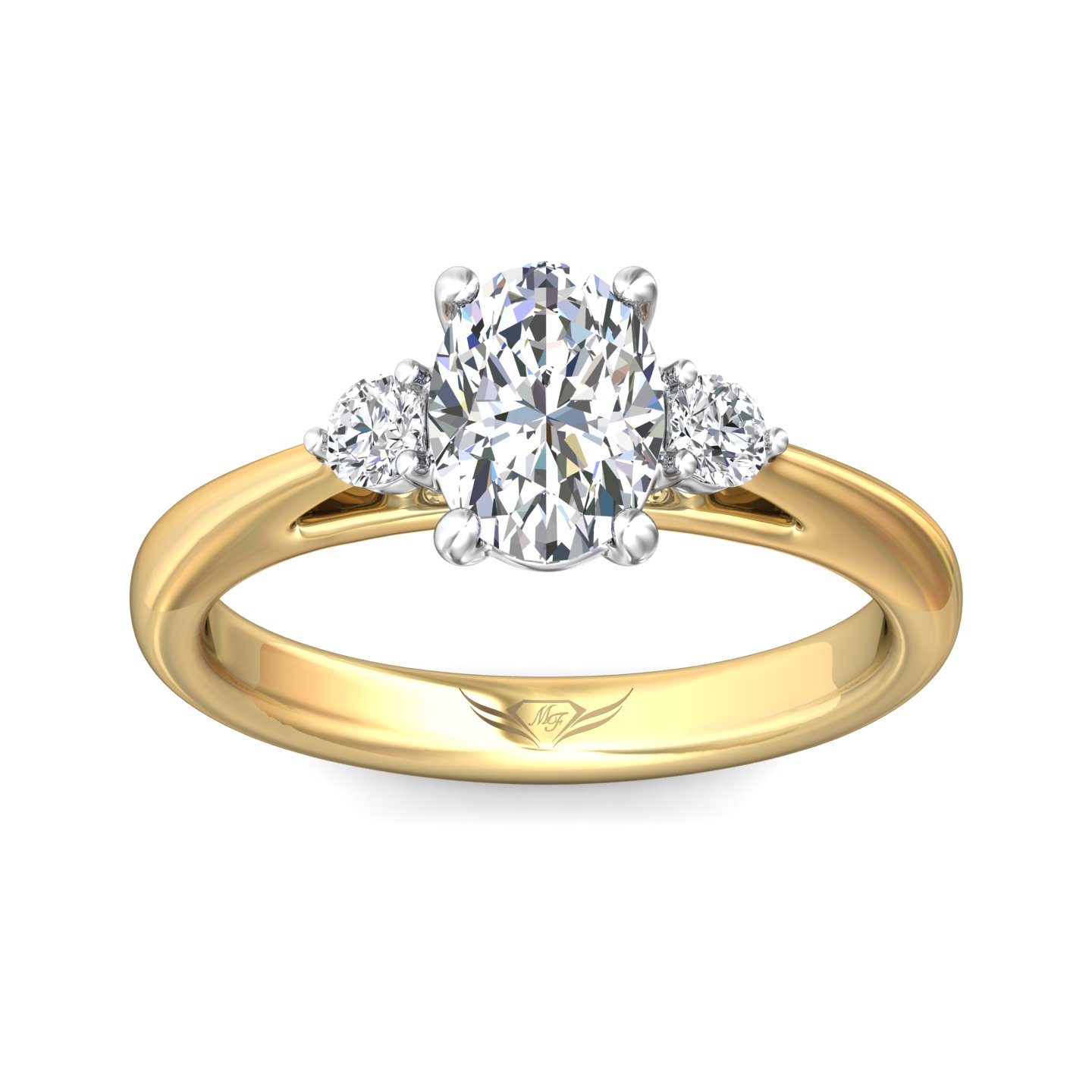 18K White and Yellow Gold Oval Diamond Engagement Ring