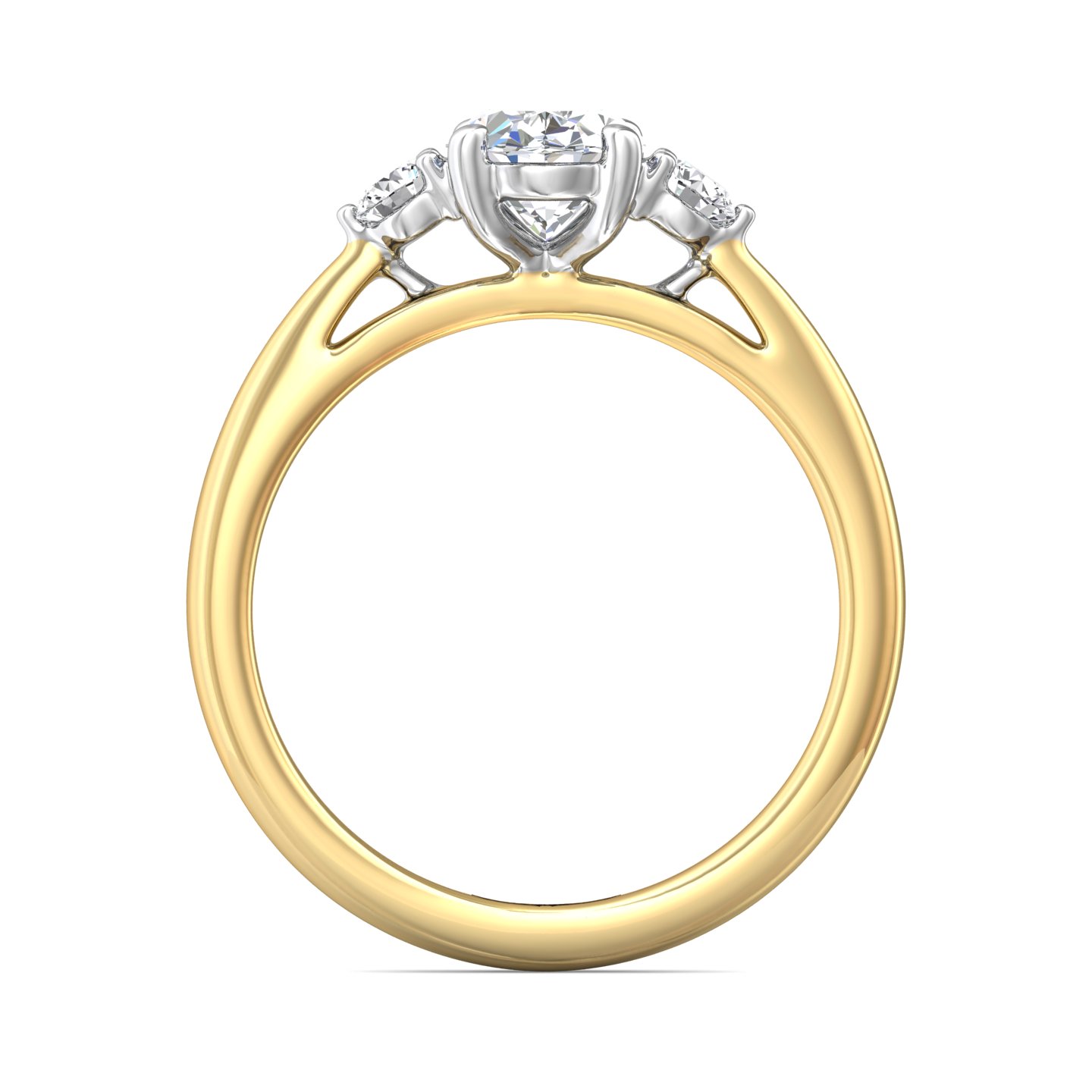 18K White and Yellow Gold Oval Diamond Engagement Ring