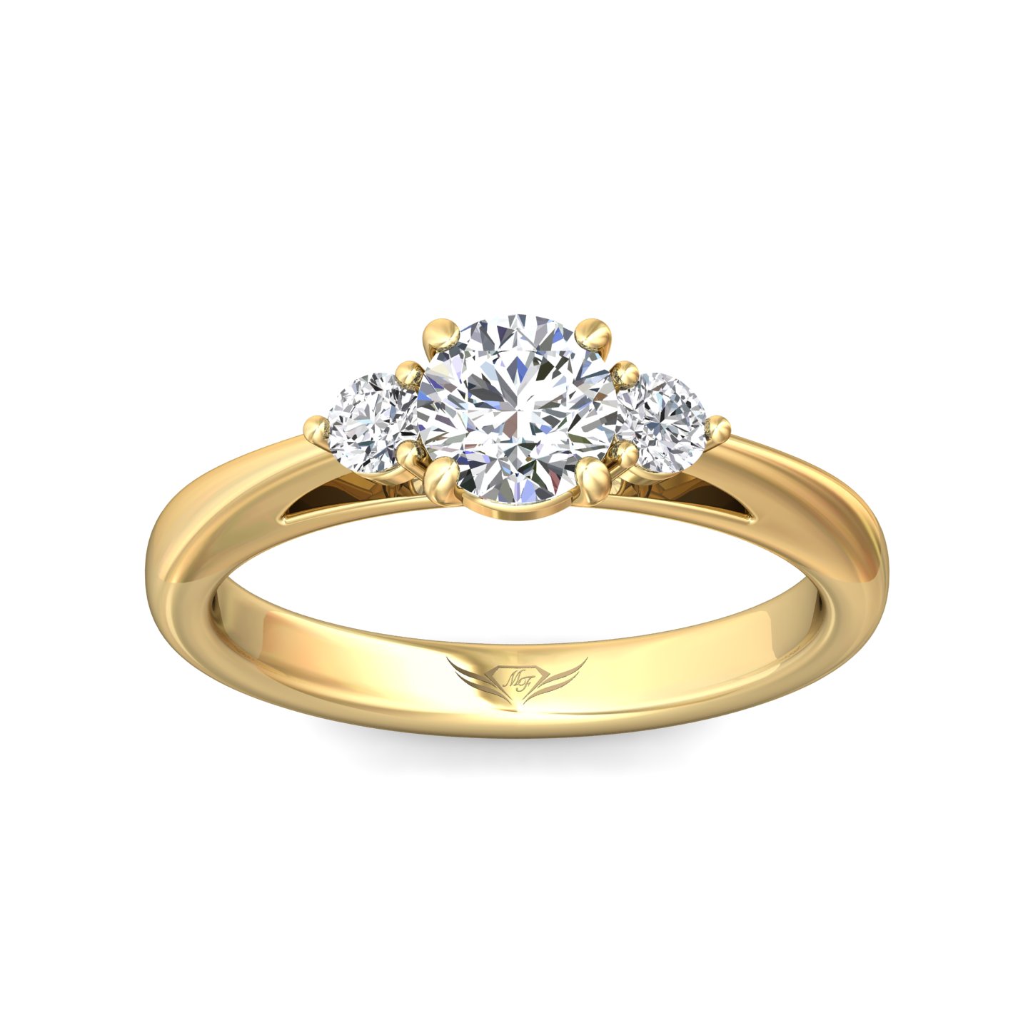 18K Yellow Gold Round Diamond Engagement Ring