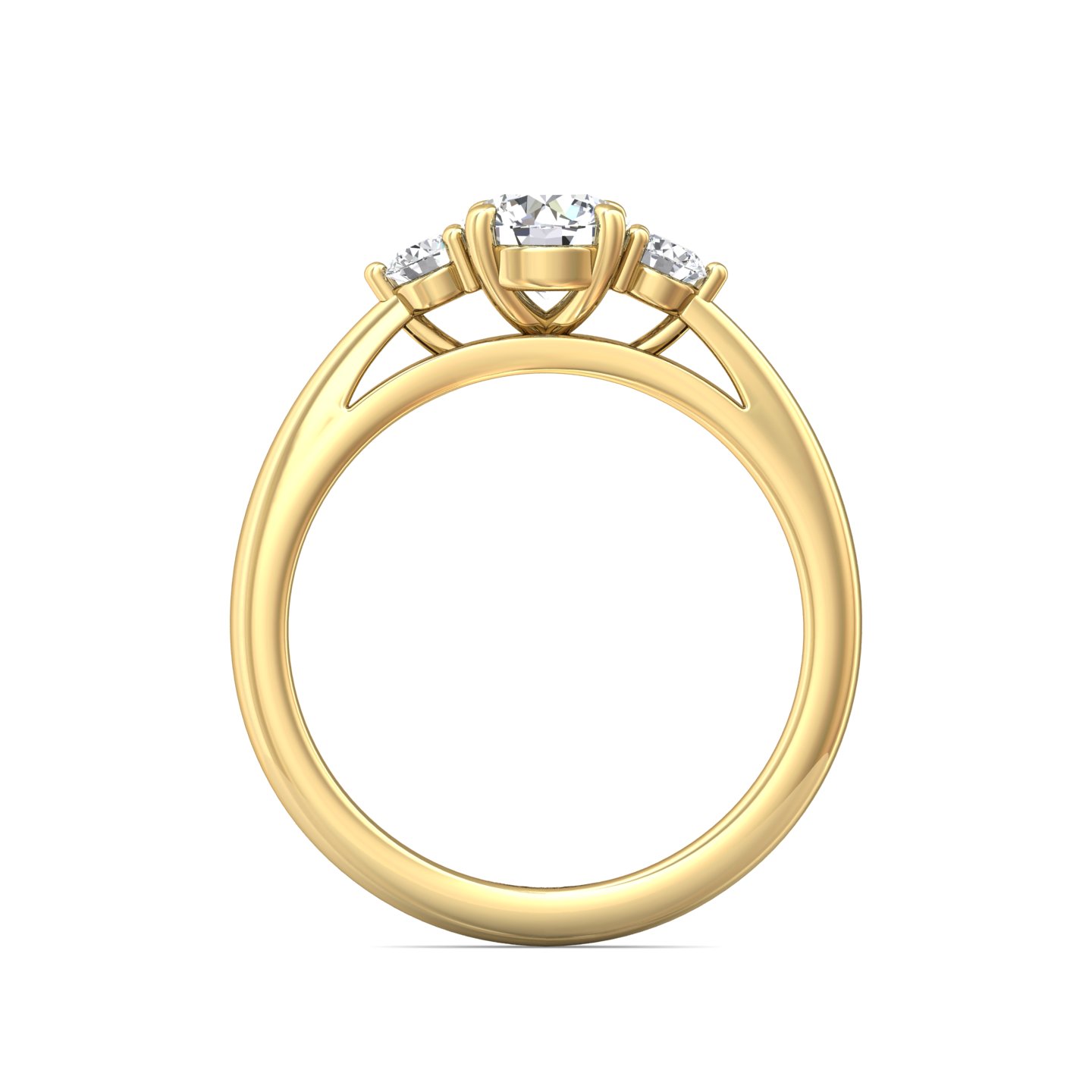 18K Yellow Gold Round Diamond Engagement Ring