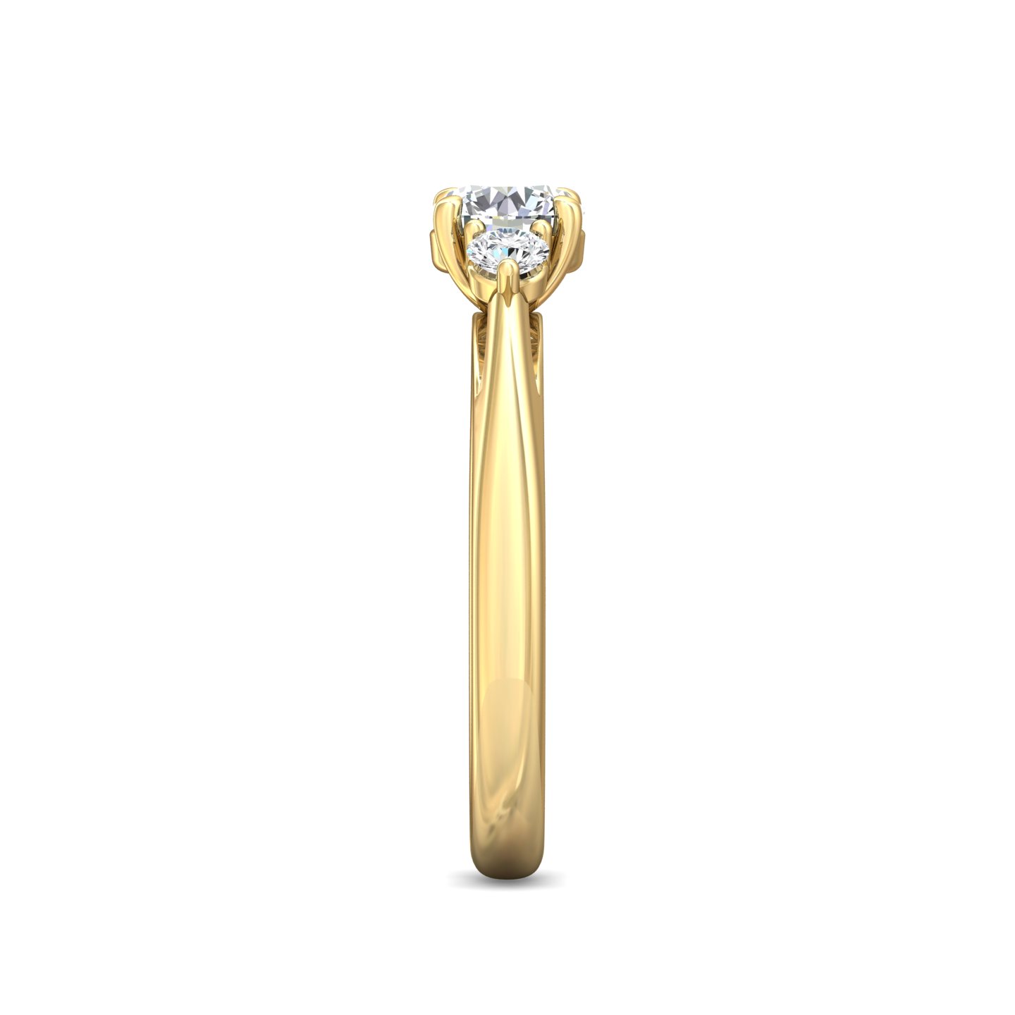 18K Yellow Gold Round Diamond Engagement Ring